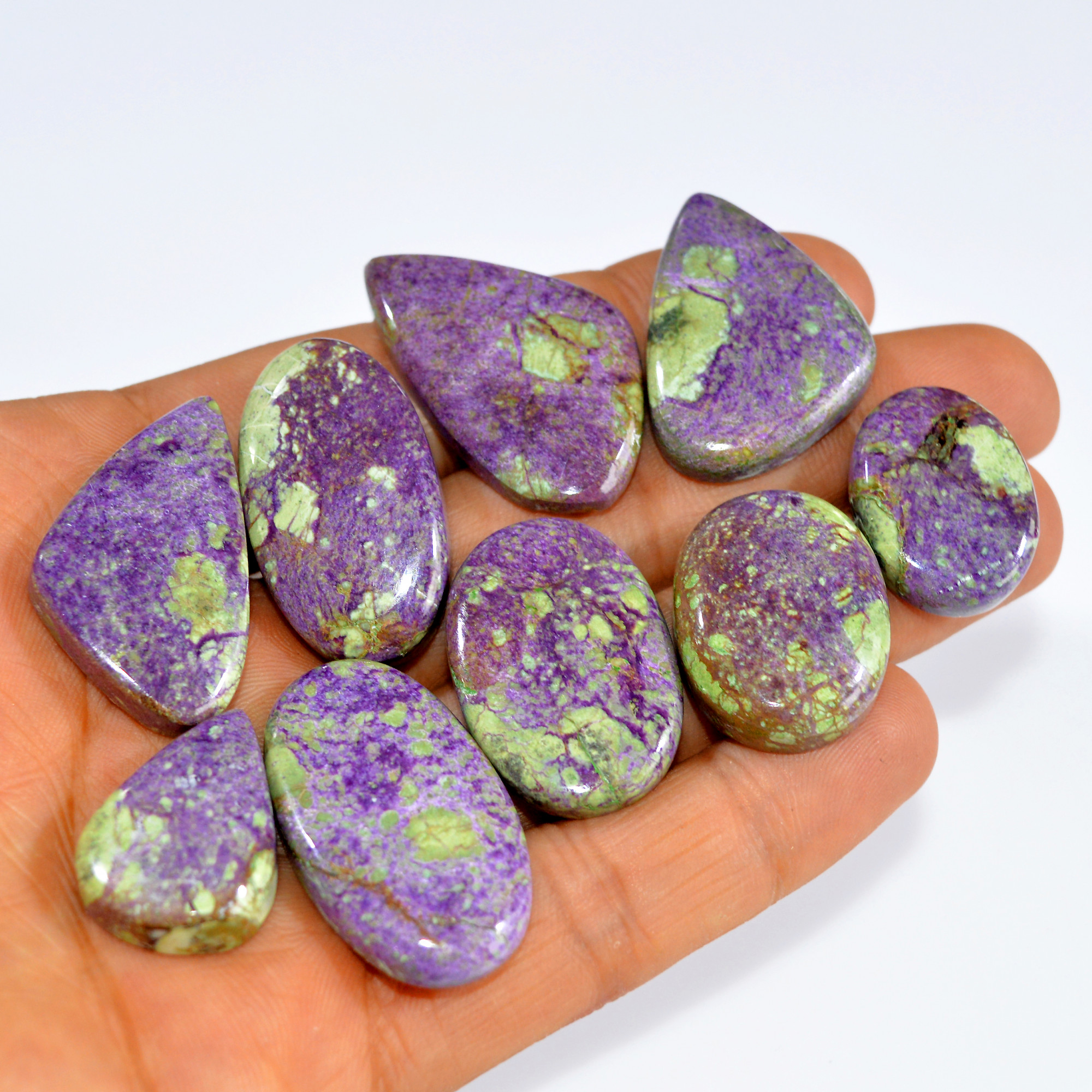 9Pcs 239Cts Natural Purple Stichtite Cabochon Loose Gemstone Lot Craft supplies for Silver Jewelry And Crystal Healing 35x20 21x15mm16038