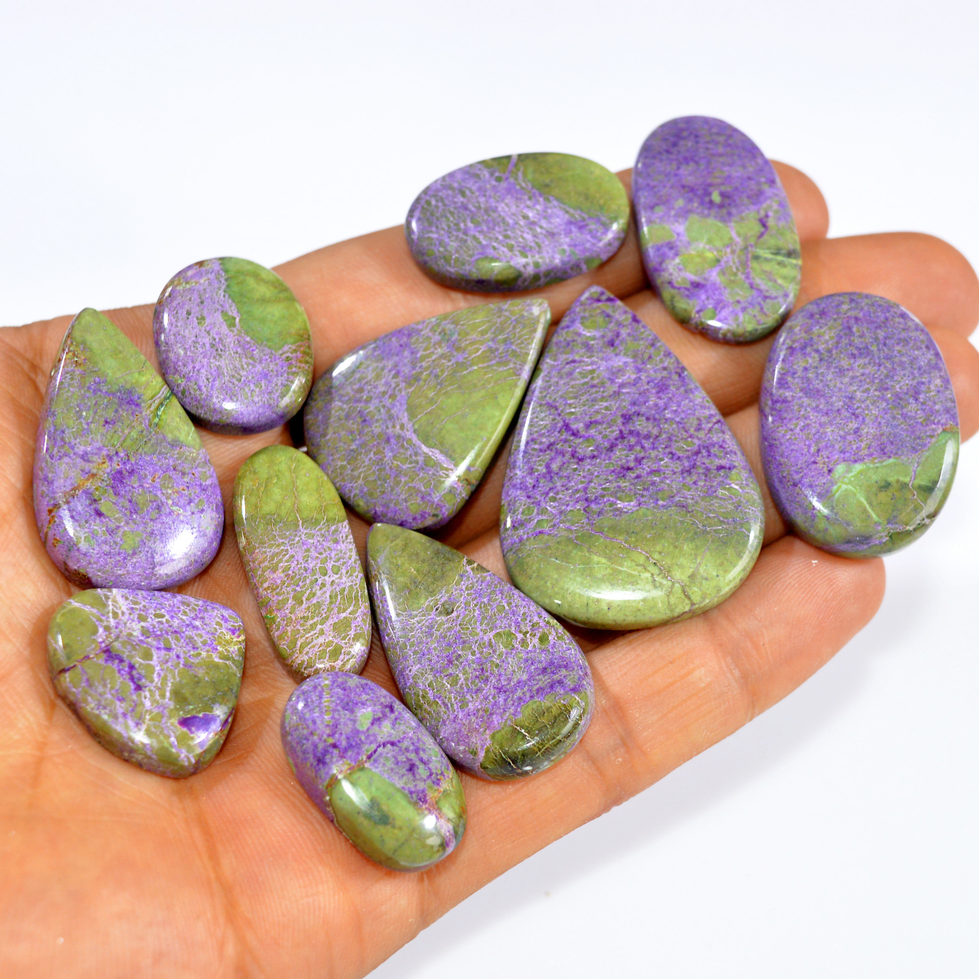 11Pcs 269Cts Natural Purple Stichtite Cabochon Loose Gemstone Lot Craft supplies for Silver Jewelry And Crystal Healing 40x29 20x15mm16039