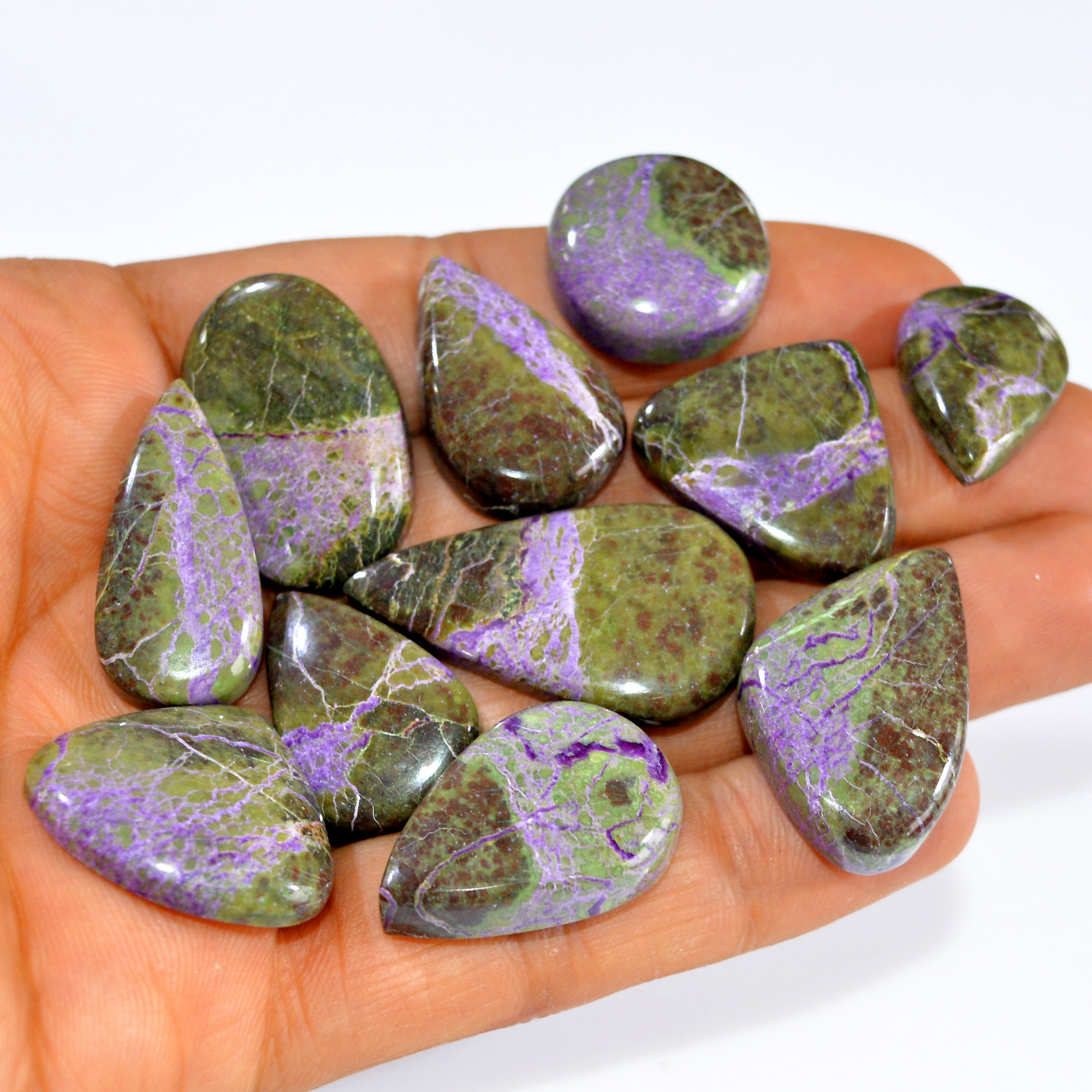11Pcs 225Cts Natural Purple Stichtite Cabochon Loose Gemstone Lot Craft supplies for Silver Jewelry And Crystal Healing 34x19 20x14mm16040
