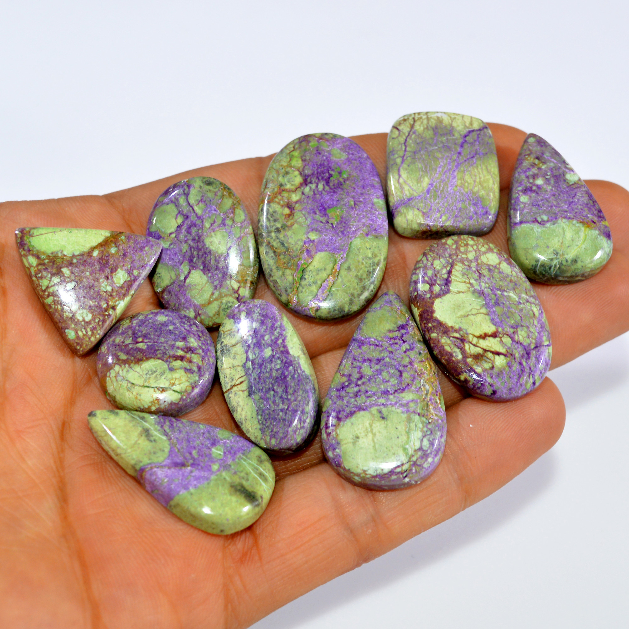 10Pcs 201Cts Natural Purple Stichtite Cabochon Loose Gemstone Lot Craft supplies for Silver Jewelry And Crystal Healing 33x20 18x18mm16041