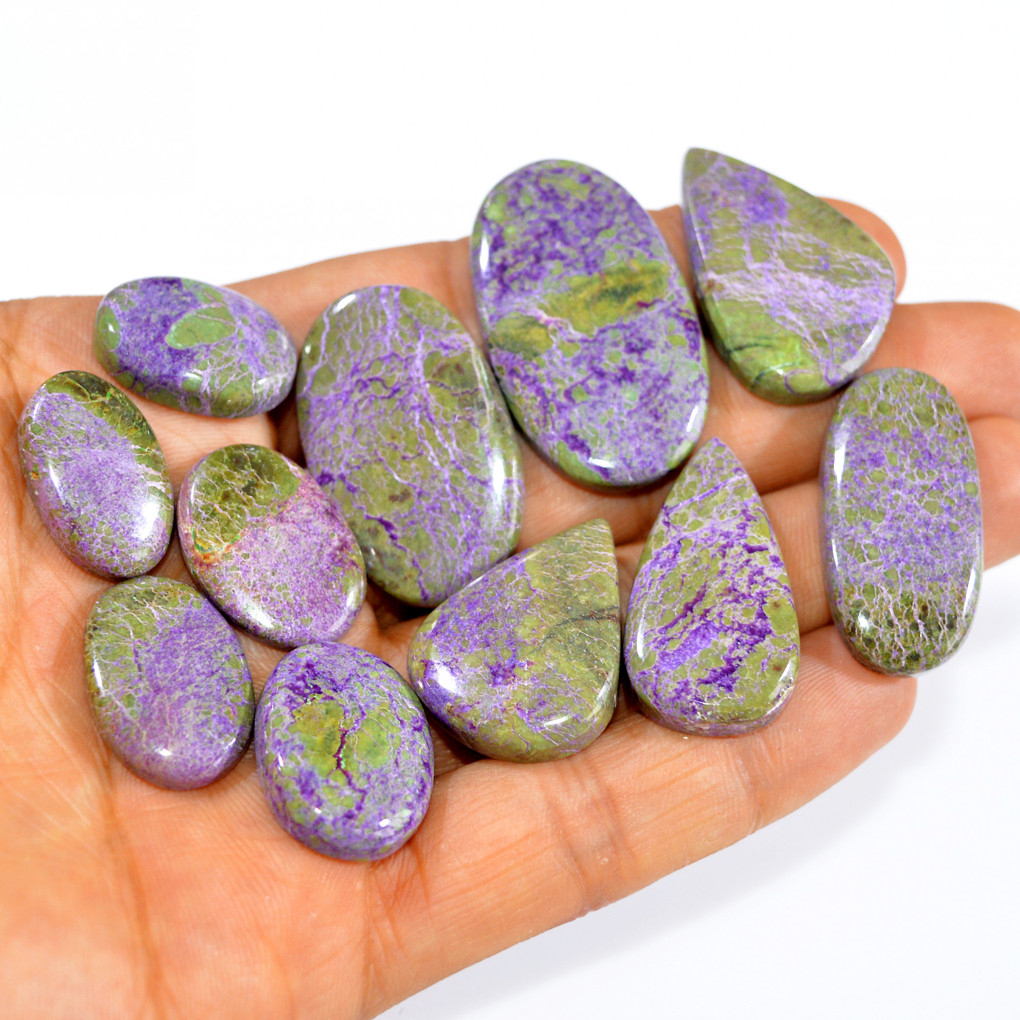 11Pcs 231Cts Natural Purple Stichtite Cabochon Loose Gemstone Lot Craft supplies for Silver Jewelry And Crystal Healing 38x20 20x14mm16042