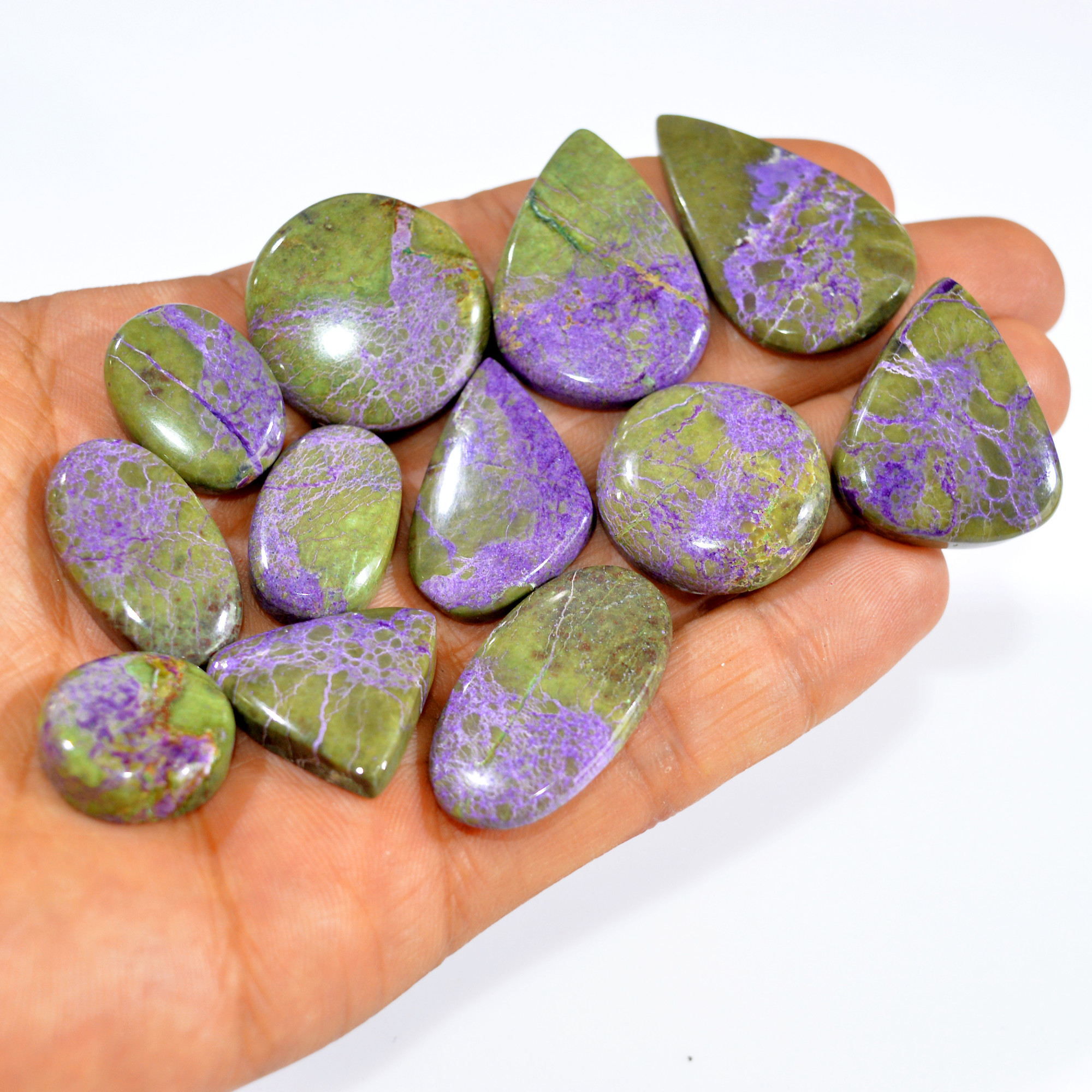 12Pcs 261Cts Natural Purple Stichtite Cabochon Loose Gemstone Lot Craft supplies for Silver Jewelry And Crystal Healing 35x21 15x15mm16043