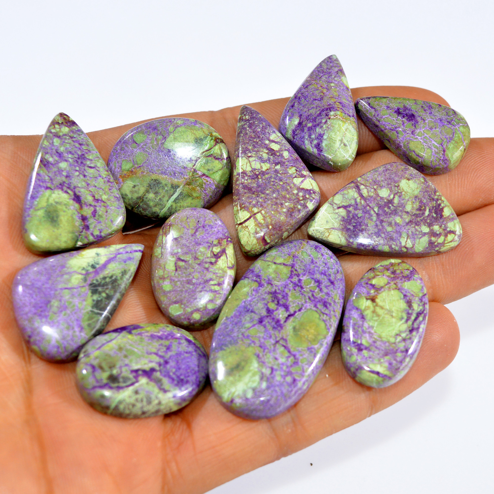 11Pcs 222Cts Natural Purple Stichtite Cabochon Loose Gemstone Lot Craft supplies for Silver Jewelry And Crystal Healing 38x20 22x15mm16044