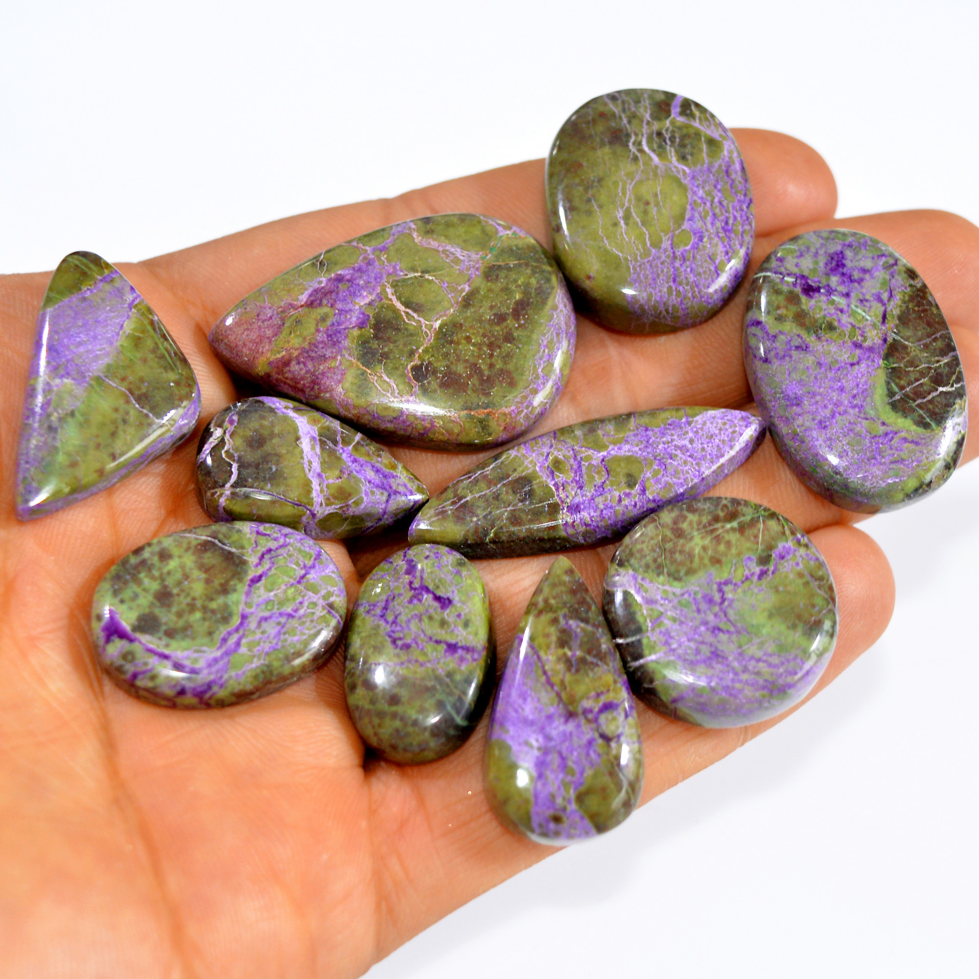 10Pcs 264Cts Natural Purple Stichtite Cabochon Loose Gemstone Lot Craft supplies for Silver Jewelry And Crystal Healing 38x25 21x13mm16047