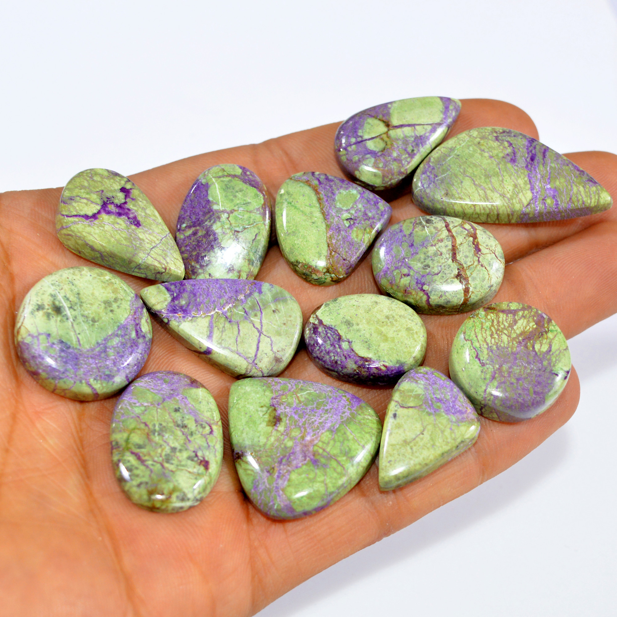 13Pcs 215Cts Natural Purple Stichtite Cabochon Loose Gemstone Lot Craft supplies for Silver Jewelry And Crystal Healing 33x16 19x14mm16048