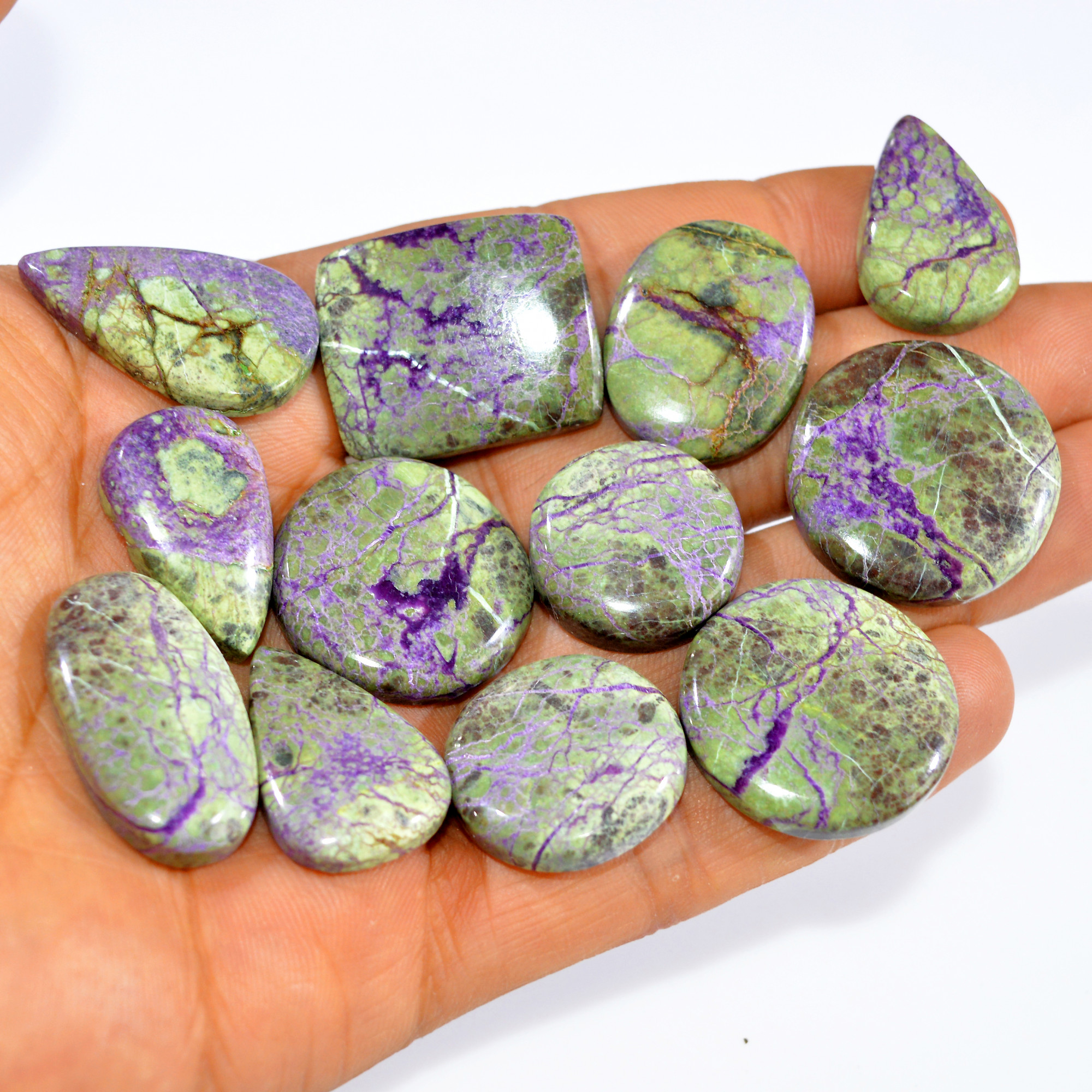 12Pcs 257Cts Natural Purple Stichtite Cabochon Loose Gemstone Lot Craft supplies for Silver Jewelry And Crystal Healing 25x20 19x19mm16049