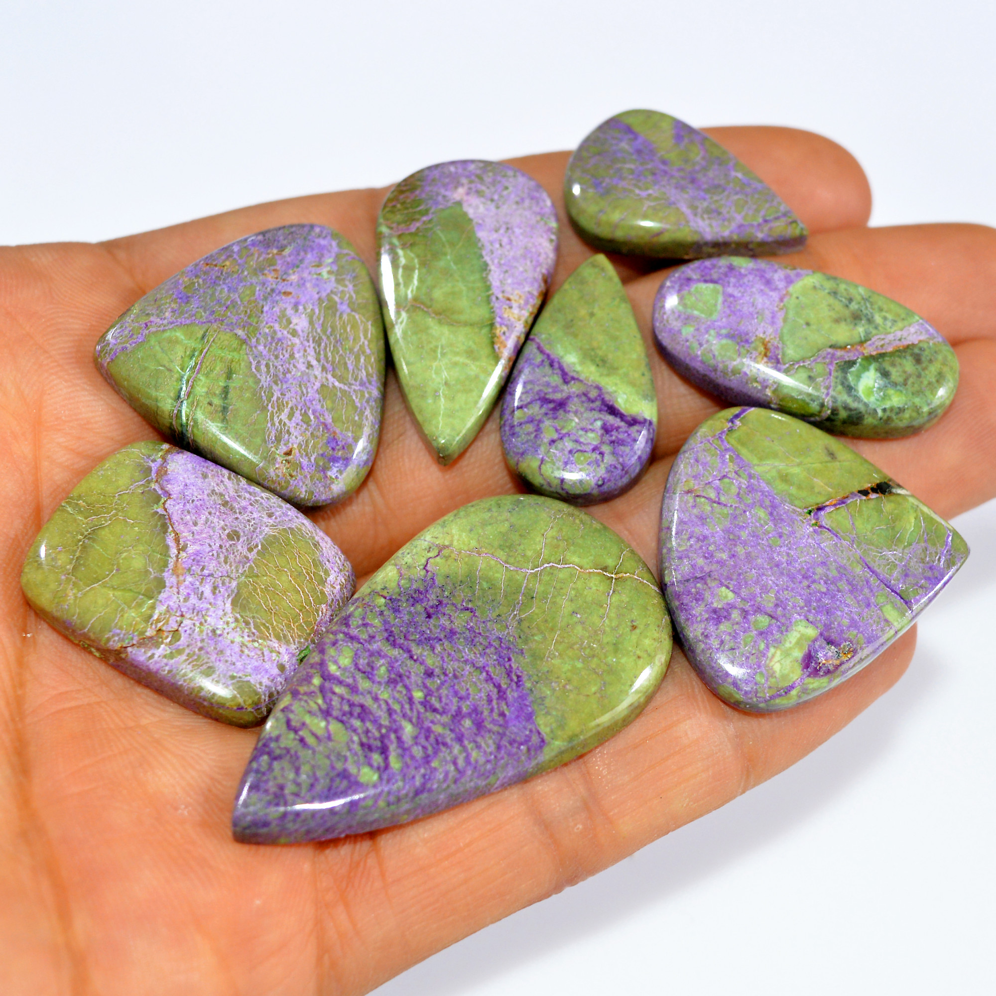 8Pcs 193Cts Natural Purple Stichtite Cabochon Loose Gemstone Lot Craft supplies for Silver Jewelry And Crystal Healing 44x24 24x14mm16050