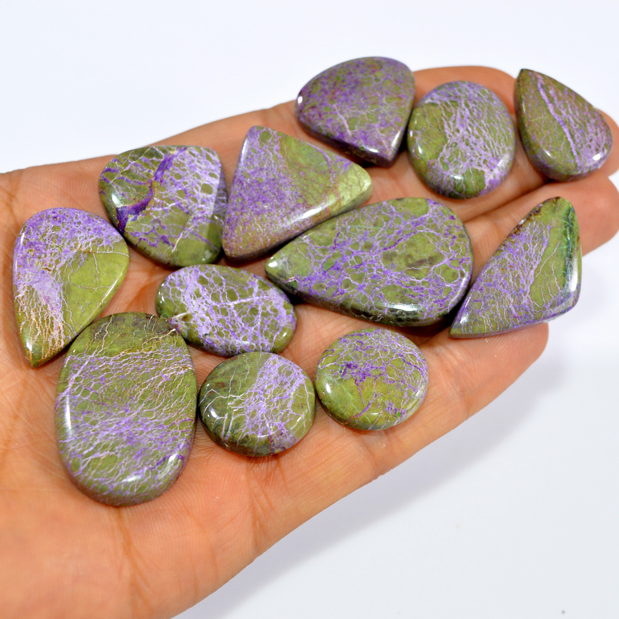 12Pcs 272Cts Purple Stichtite Cabochon Natural Gemstone For Wire Wrap Pendant and Jewelry Handmade Gems Gift For Her 35x23 18x18mm16051