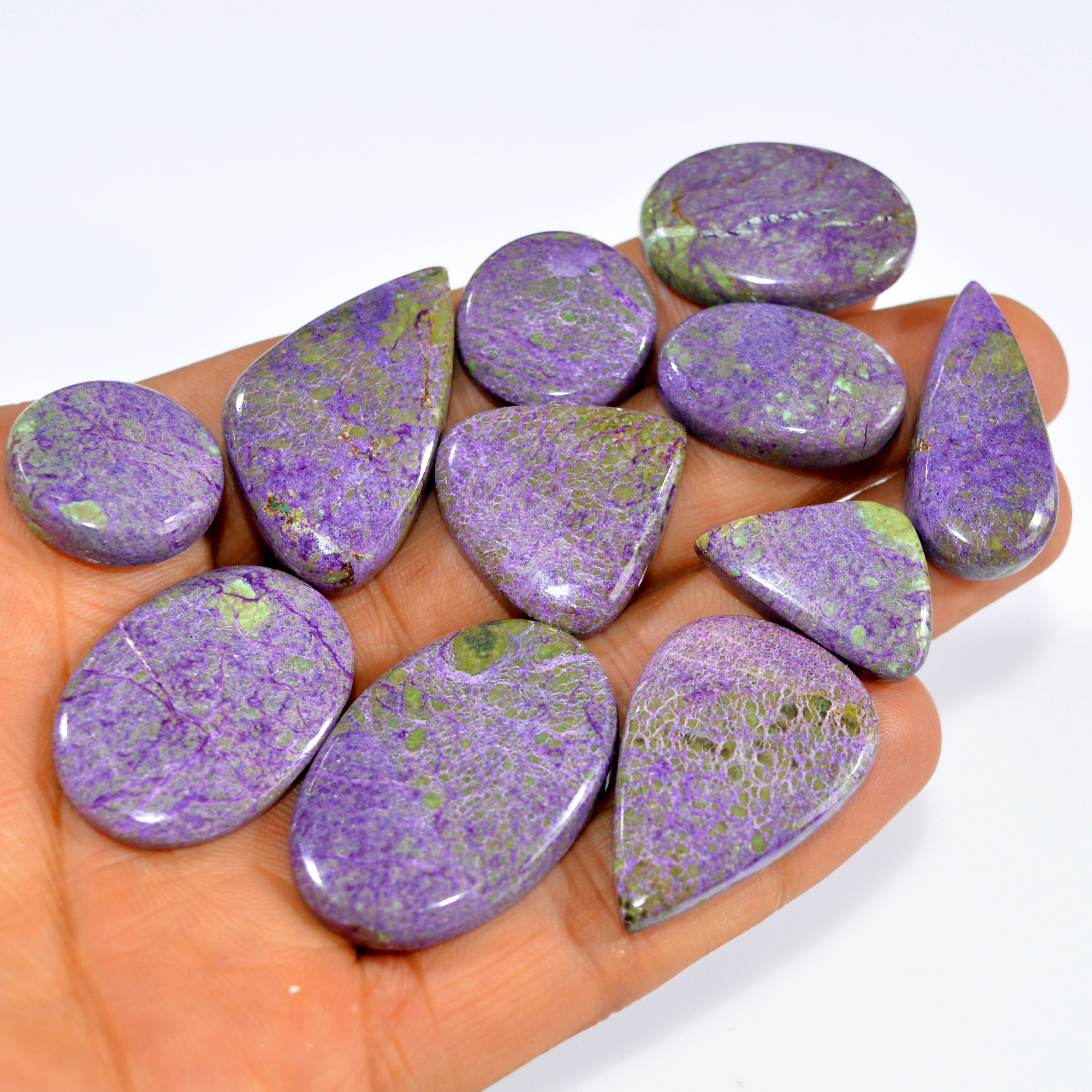 11Pcs 22Cts Purple Stichtite Cabochon Natural Gemstone For Wire Wrap Pendant and Jewelry Handmade Gems Gift For Her 34x23 19x19mm16053