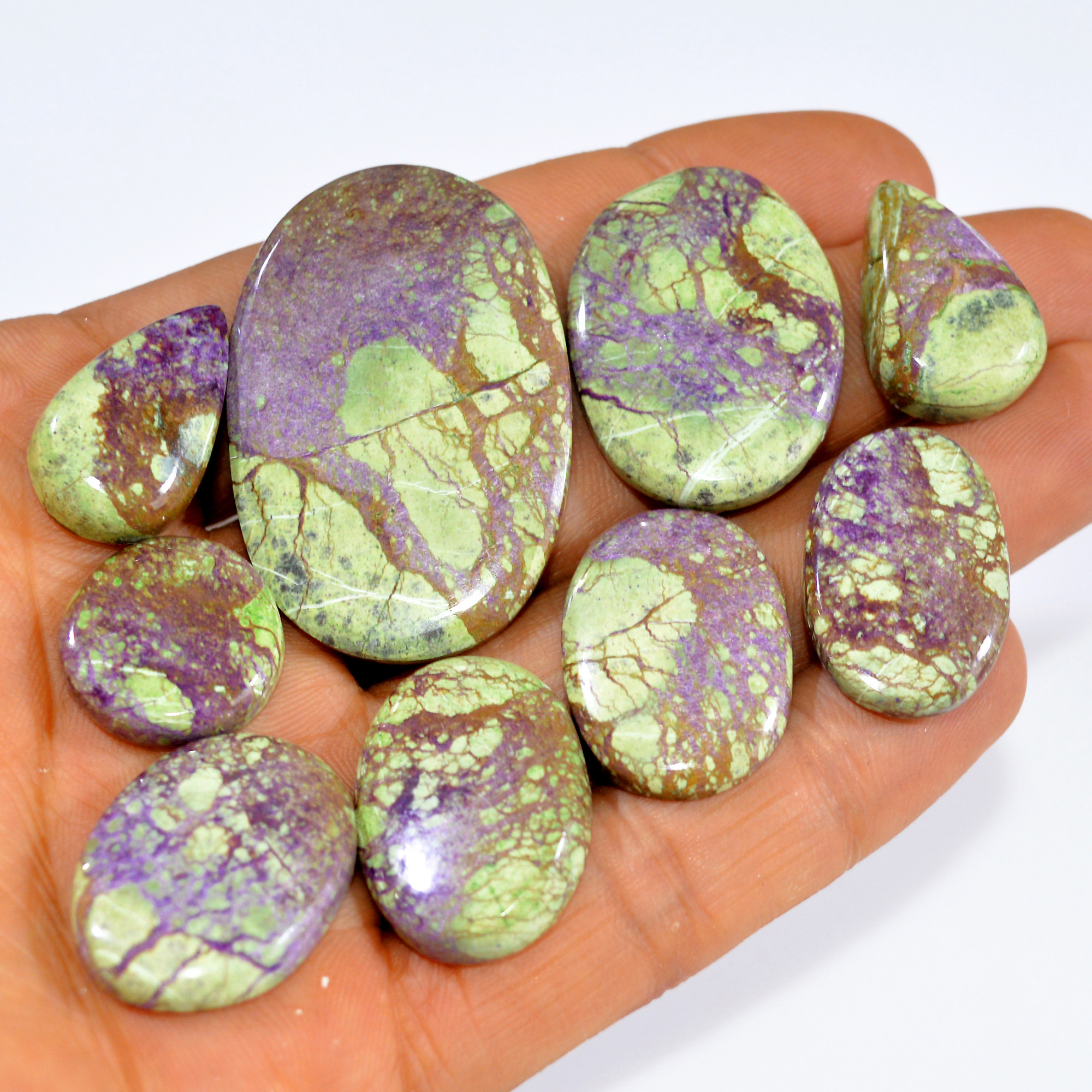 9Pcs 173Cts Purple Stichtite Cabochon Natural Gemstone For Wire Wrap Pendant and Jewelry Handmade Gems Gift For Her 43x26 16x16mm16054