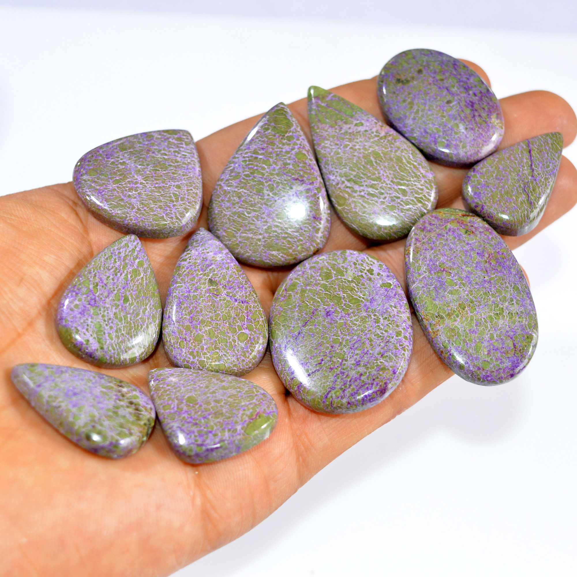11Pcs 354Cts Purple Stichtite Cabochon Natural Gemstone For Wire Wrap Pendant and Jewelry Handmade Gems Gift For Her 40x20 26x17mm16057