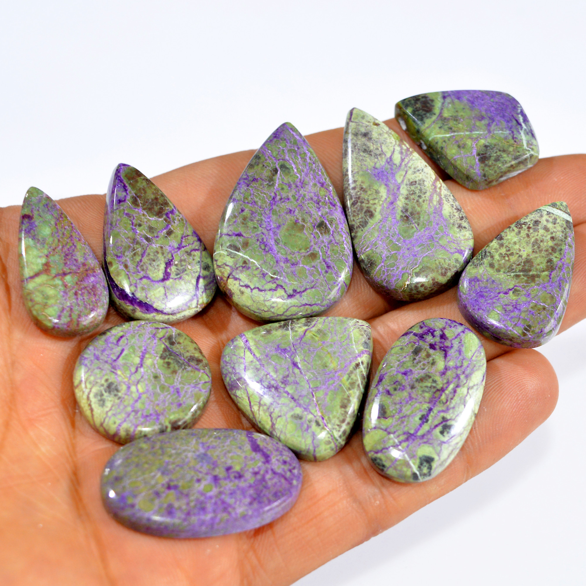 10Pcs 243Cts Purple Stichtite Cabochon Natural Gemstone For Wire Wrap Pendant and Jewelry Handmade Gems Gift For Her 35x22 20x20mm16059
