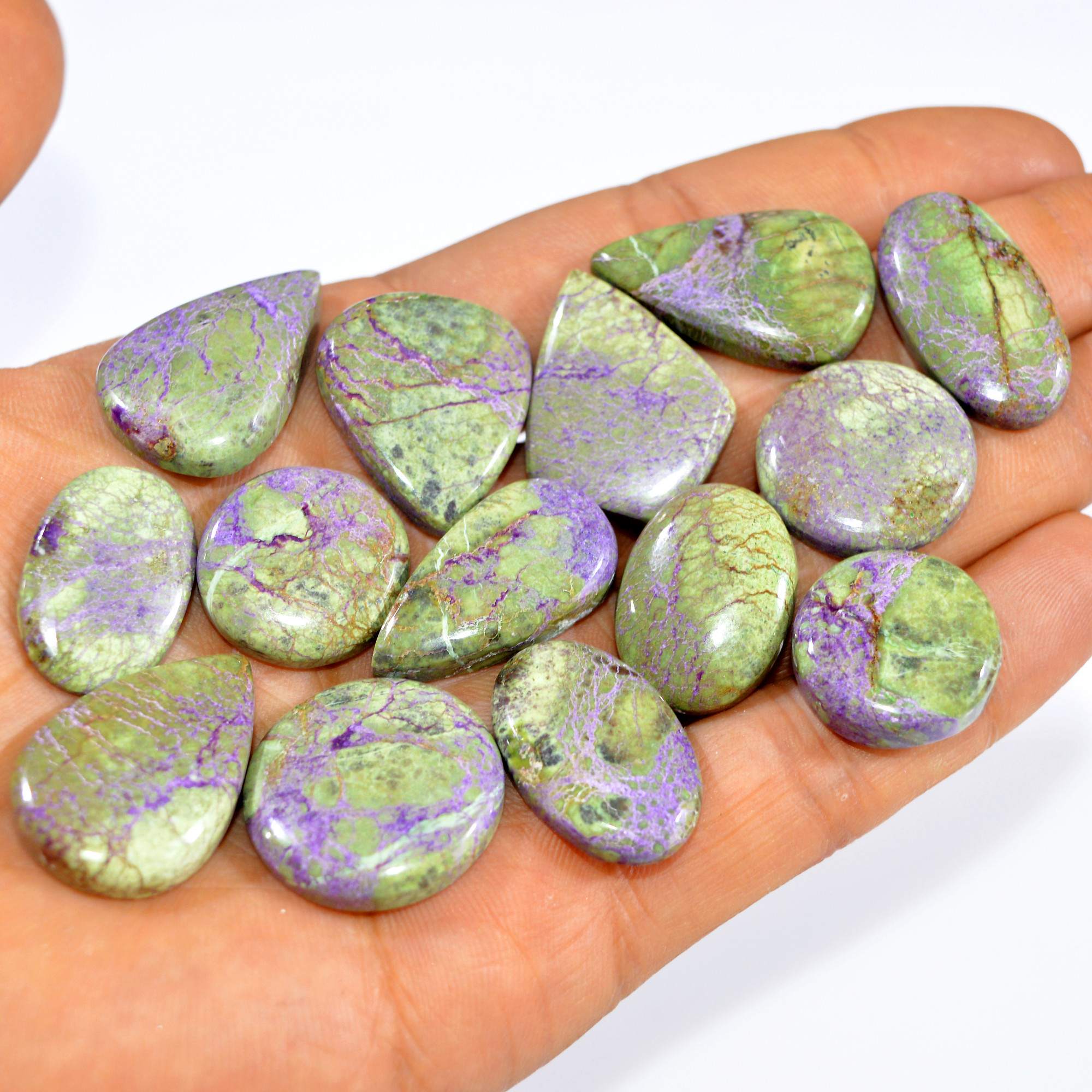 14Pcs 246Cts Purple Stichtite Cabochon Natural Gemstone For Wire Wrap Pendant and Jewelry Handmade Gems Gift For Her 29x15 18x18mm16061