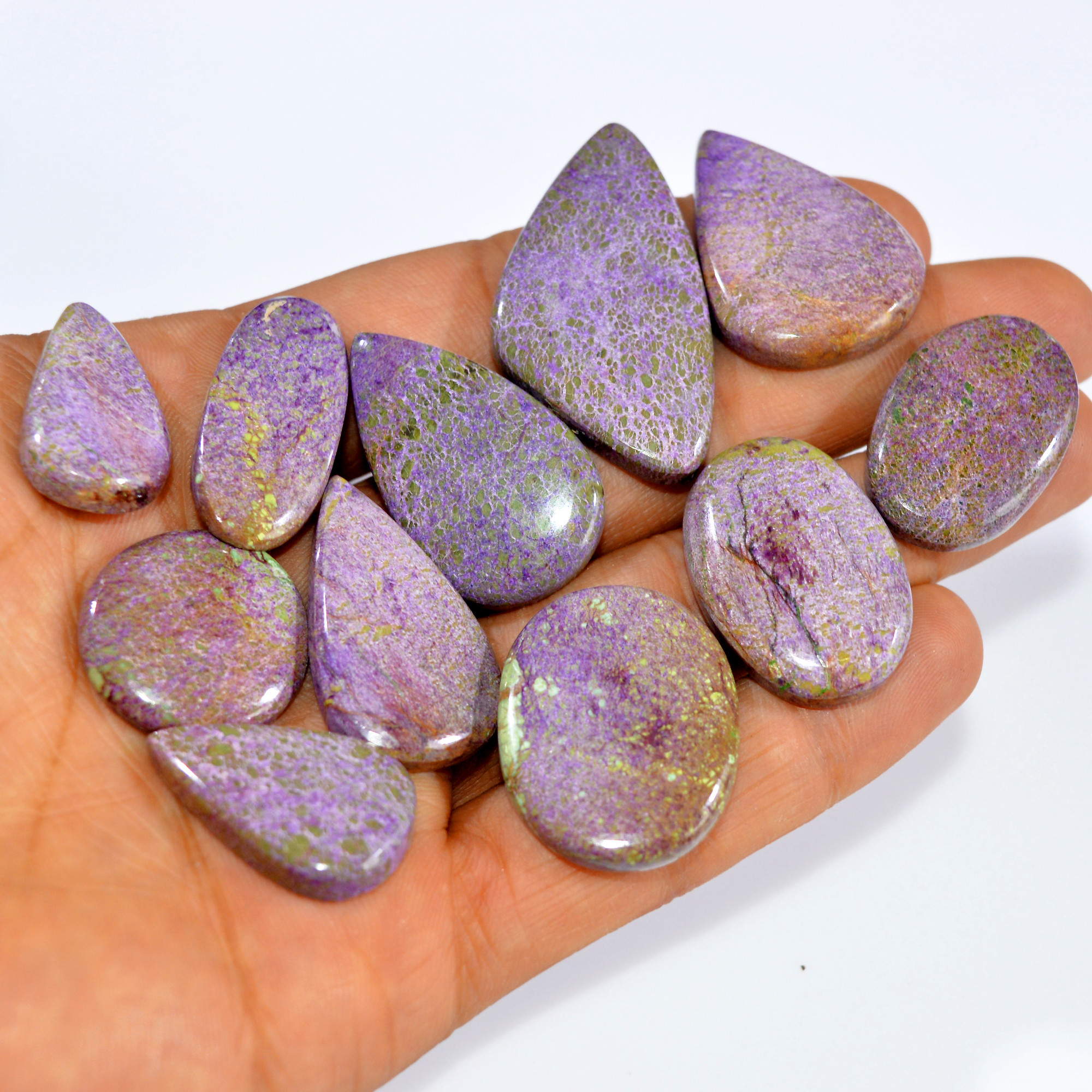 11Pcs 233Cts Purple Stichtite Cabochon Natural Gemstone For Wire Wrap Pendant and Jewelry Handmade Gems Gift For Her 41x20 24x13mm16063