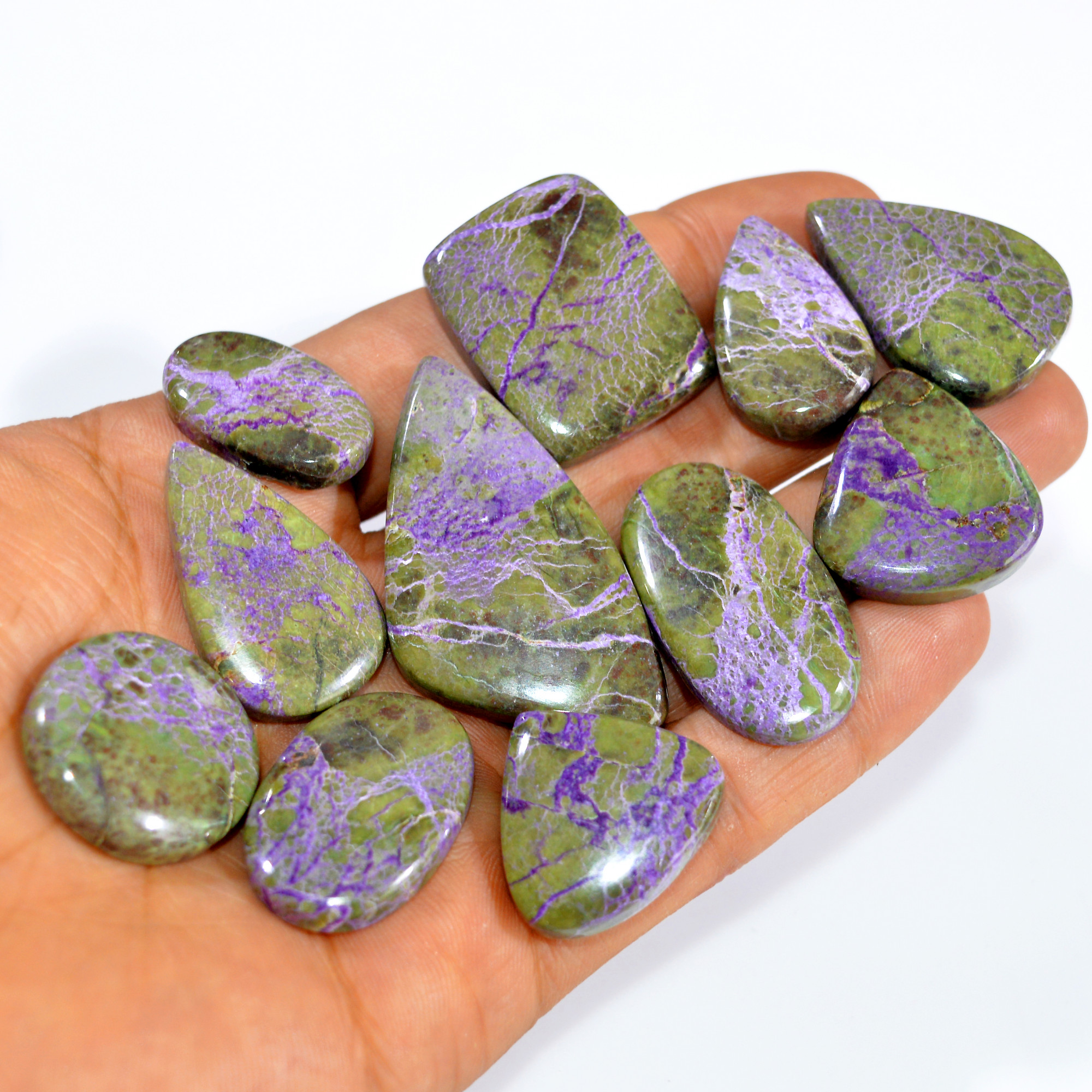 11Pcs 348Cts Purple Stichtite Cabochon Natural Gemstone For Wire Wrap Pendant and Jewelry Handmade Gems Gift For Her 48x25 24x14mm16065