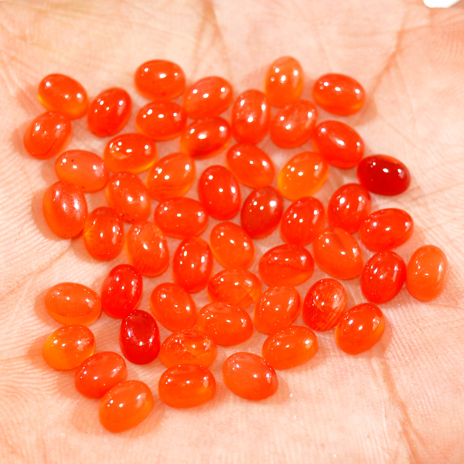 49Pcs 48Ct Natural Carnelian Cabochon Lot Gemstone Orange Crystal Loose Gemstones Carnelian Healing Crystal For Jewelry Making 5x3mm R-16082
