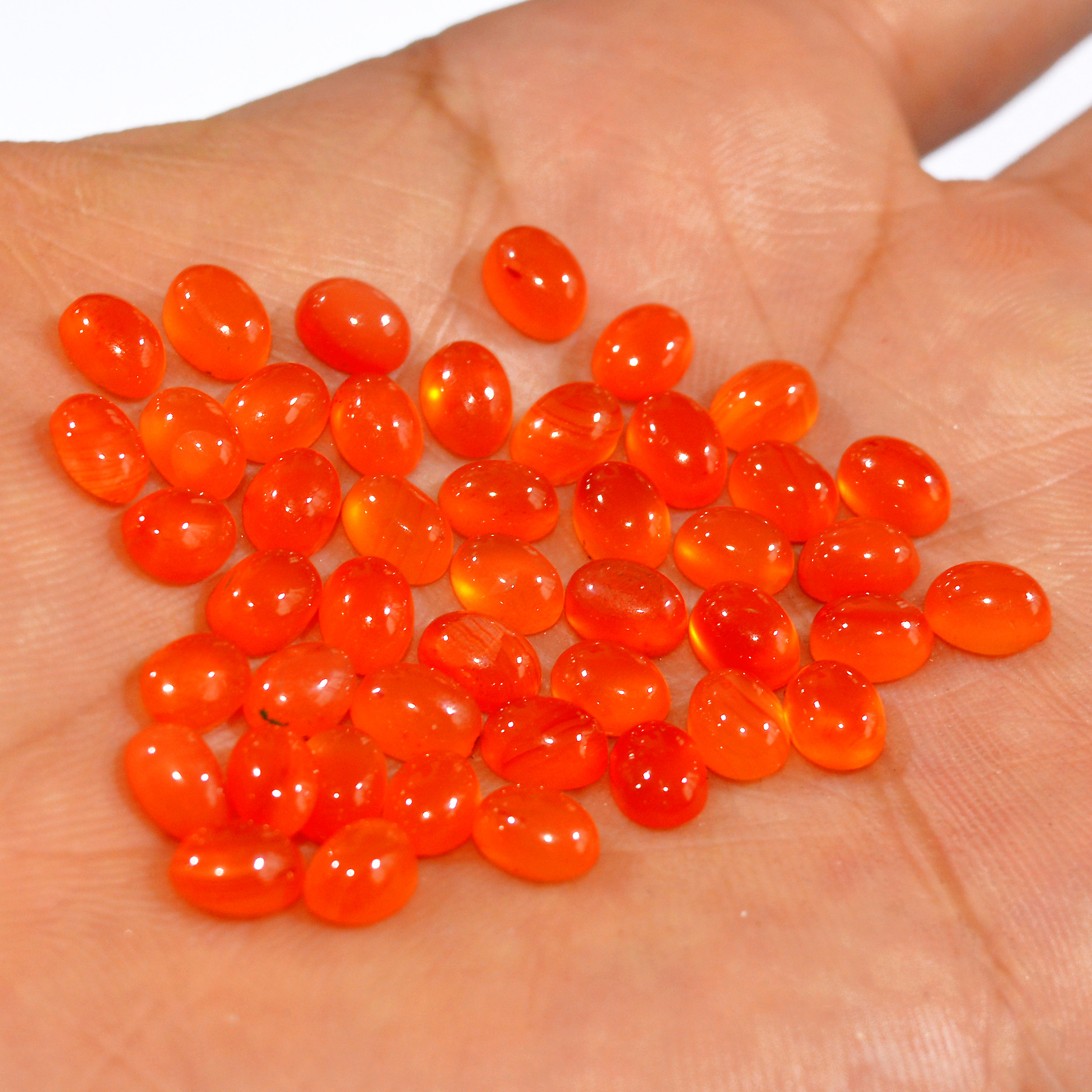 44Pcs 43Ct Natural Carnelian Cabochon Lot Gemstone Orange Crystal Loose Gemstones Carnelian Healing Crystal For Jewelry Making 5x3mm 16083