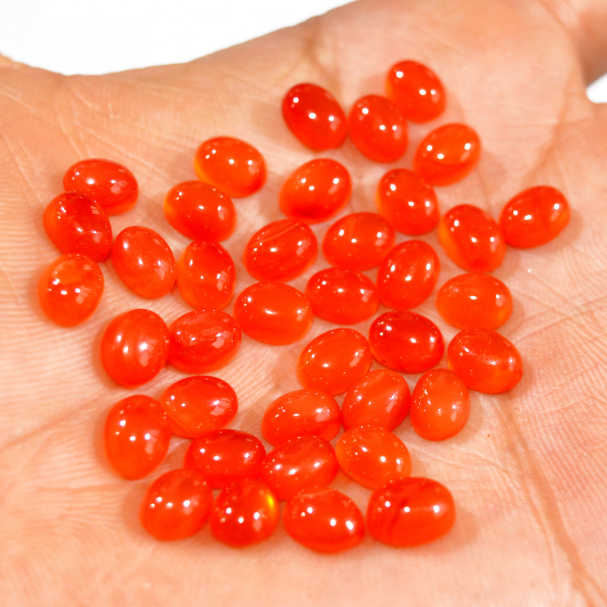 38Pcs 53Ct Natural Carnelian Cabochon Lot Gemstone Orange Crystal Loose Gemstones Carnelian Healing Crystal For Jewelry Making 7x5 6x4mm 16084