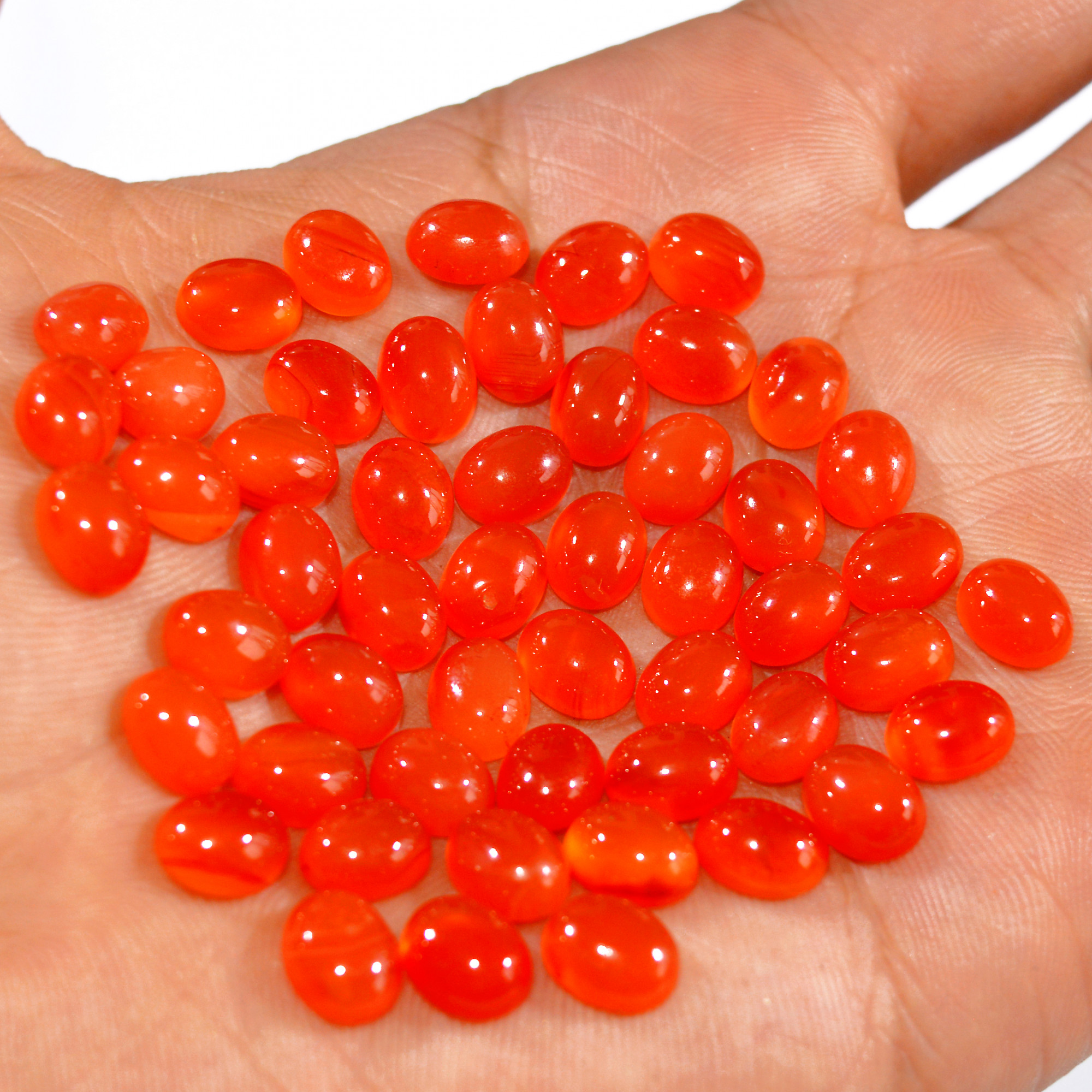 52Pc 104Ct Natural Carnelian Cabochon Lot Gemstone Orange Crystal Loose Gemstones Carnelian Healing Crystal For Jewelry Making 8x5mm 16085