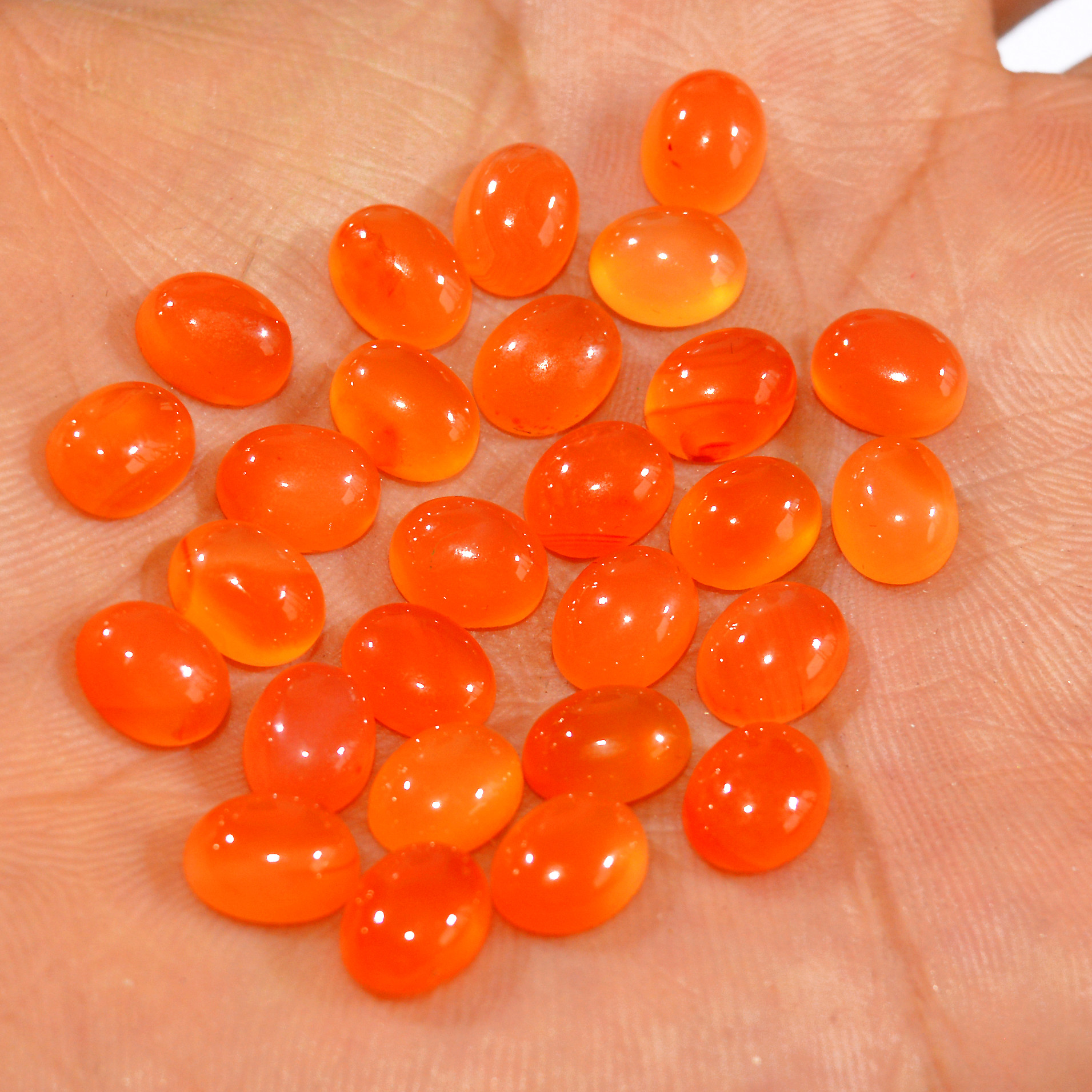27Pcs 55Ct Natural Carnelian Cabochon Lot Gemstone Orange Crystal Loose Gemstones Carnelian Healing Crystal For Jewelry Making 7x5mm R-16088