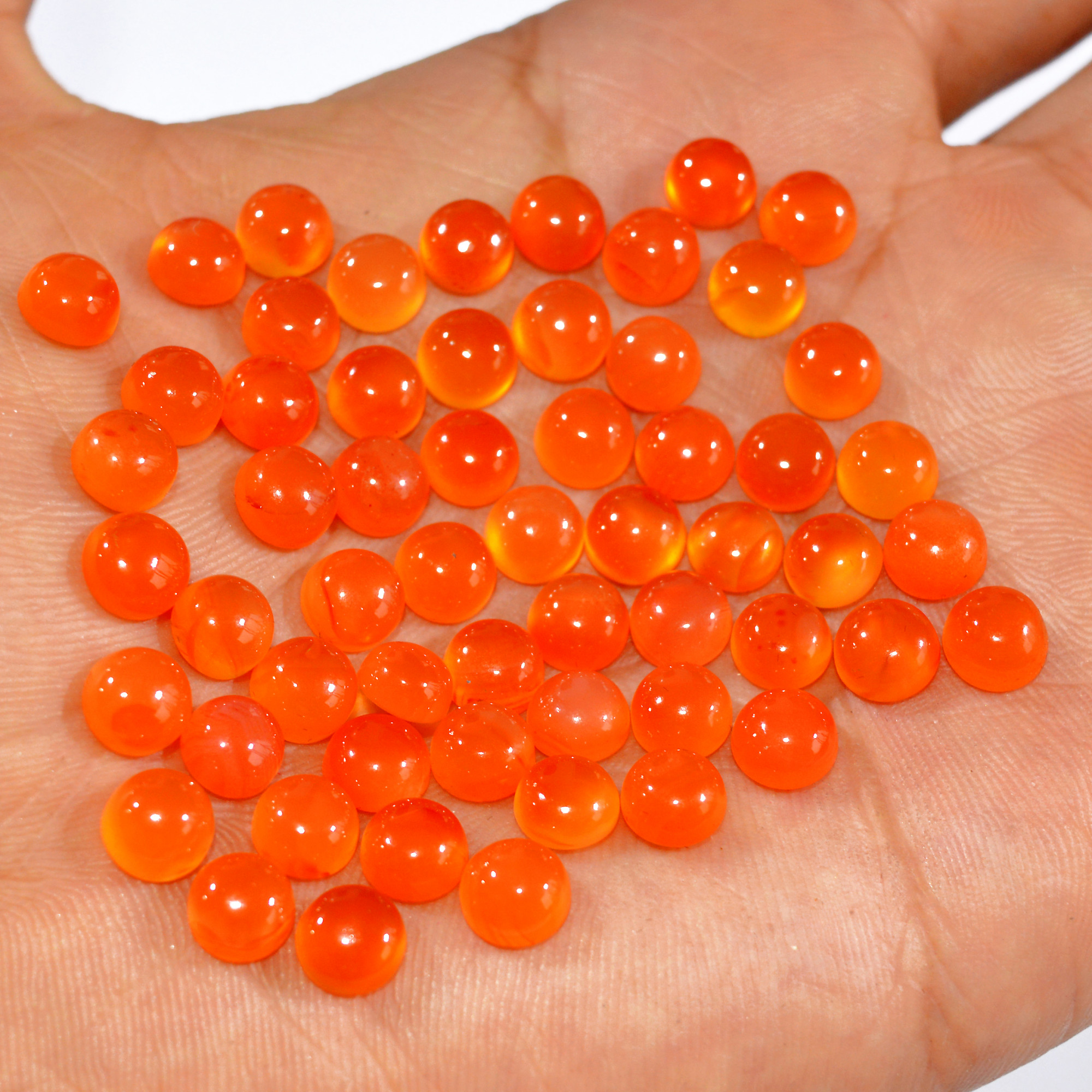 58Pcs 88Ct Natural Carnelian Cabochon Lot Gemstone Orange Crystal Loose Gemstones Carnelian Healing Crystal For Jewelry Making 5x5mm 16089