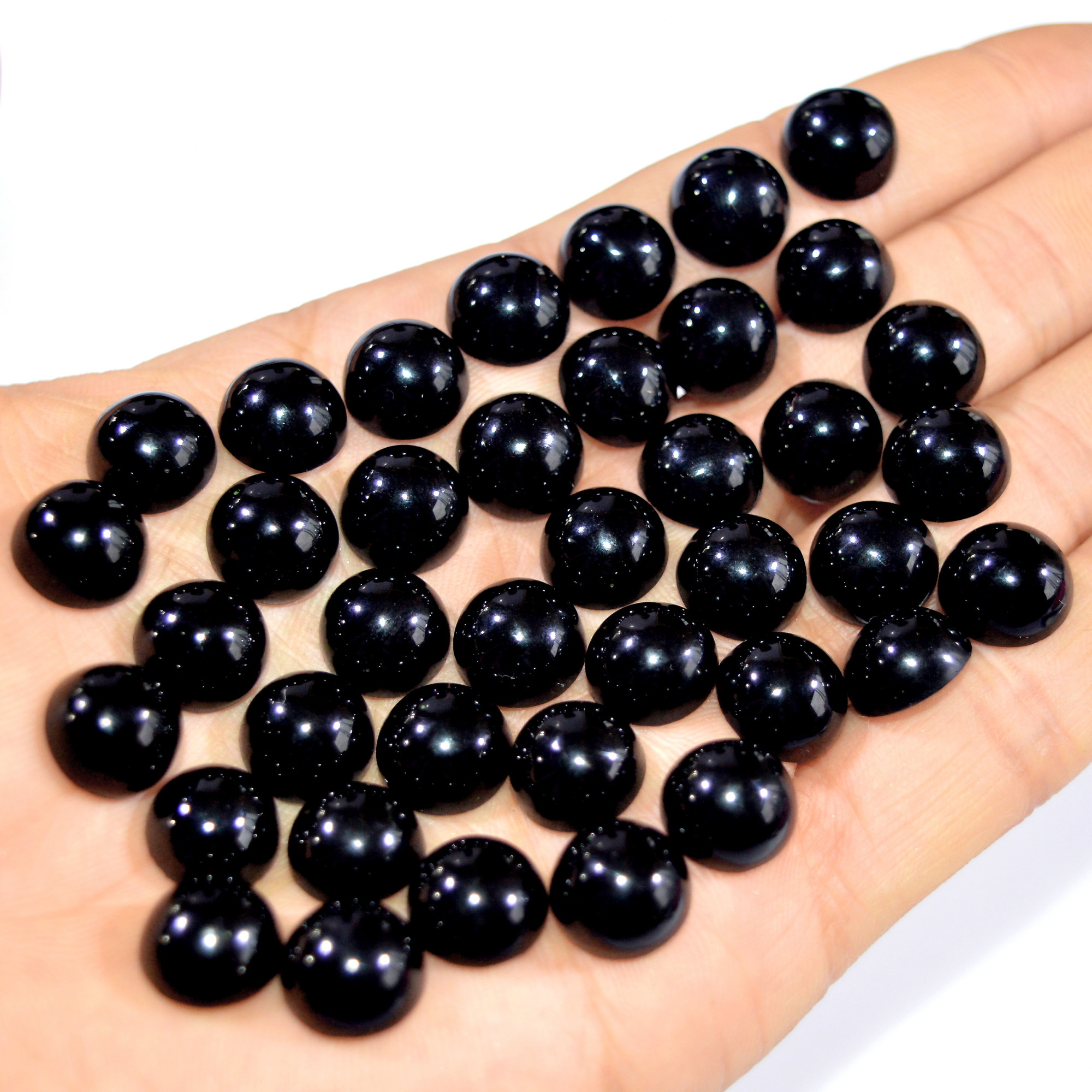 40Pcs 259Ct Natural Black Onyx Cabochon Loose Back Unpolished Gemstone Lot Jewelry Making Handmade Crystal Craft Supplies 10x10 mm 16091