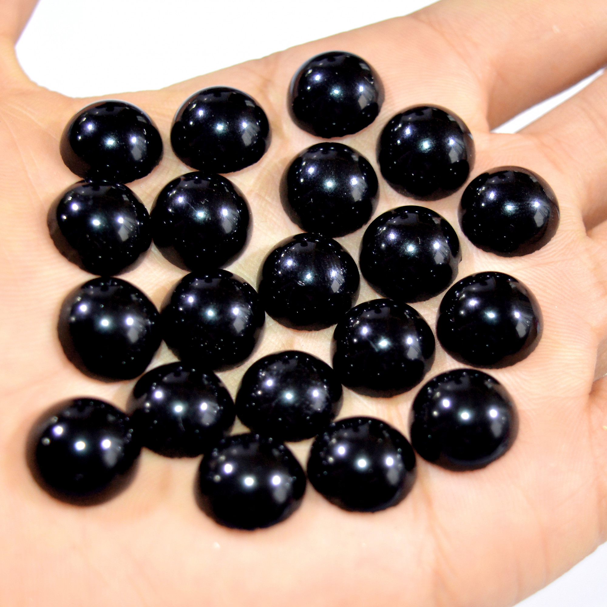 20Pcs 166Ct Natural Black Onyx Cabochon Loose Back Unpolished Gemstone Lot Jewelry Making Handmade Crystal Craft Supplies 13x13mm 16095