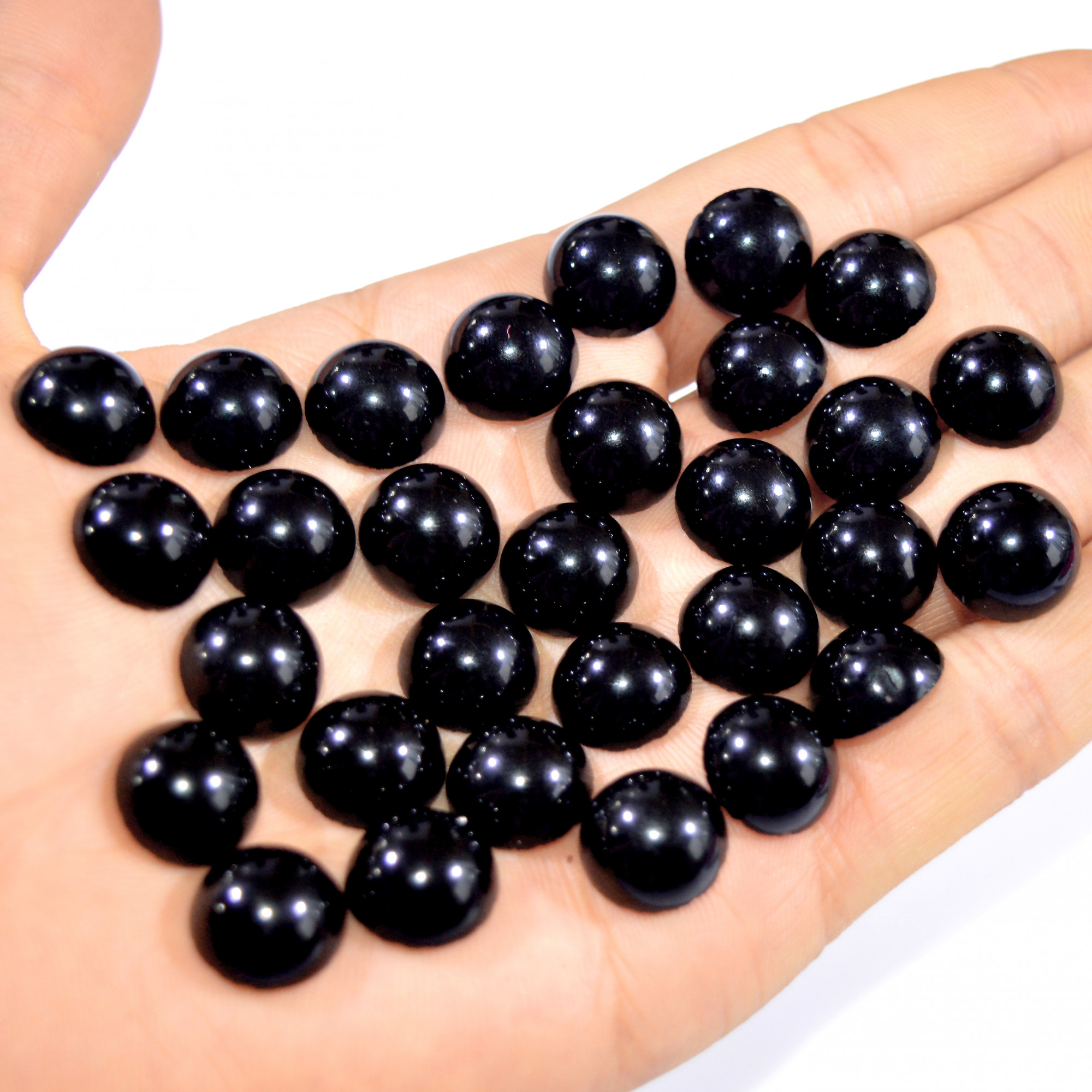 30Pcs 258Ct Natural Black Onyx Cabochon Loose Back Unpolished Gemstone Lot Jewelry Making Handmade Crystal Craft Supplies 13x13mm 16096