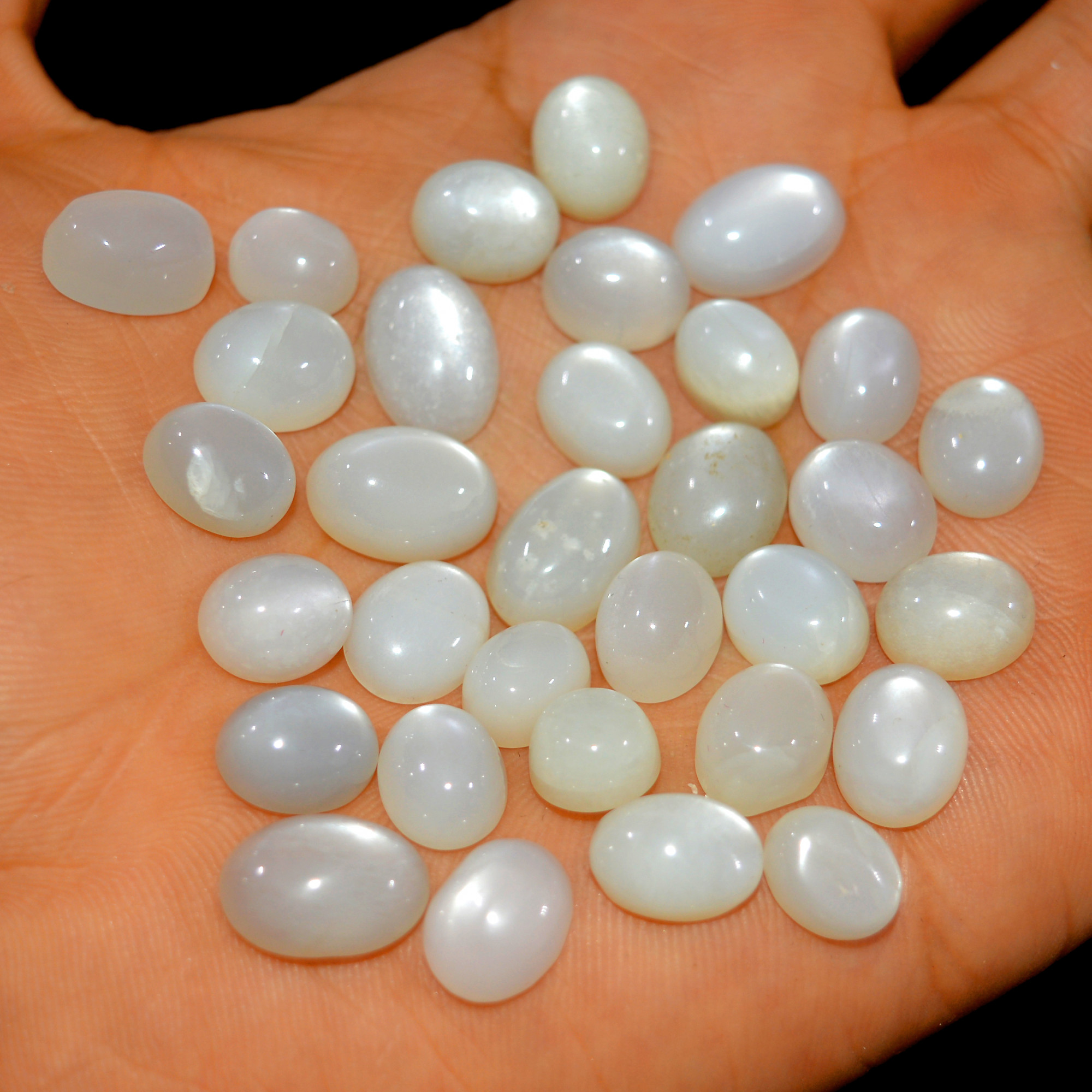 31Pcs 141Cts Natural White Moonstone Cabochon Lot Semi Precious Loose Gemstone Handmade Healing Crystal Jewelry 12x8 8x8mm 16110