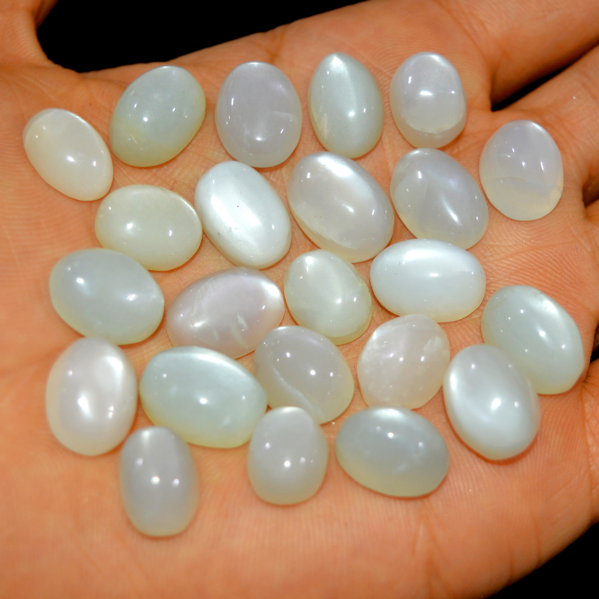 23Pcs 196Cts Natural White Moonstone Cabochon Lot Semi Precious Loose Gemstone Handmade Healing Crystal Jewelry 15x10 10x8mm 16112