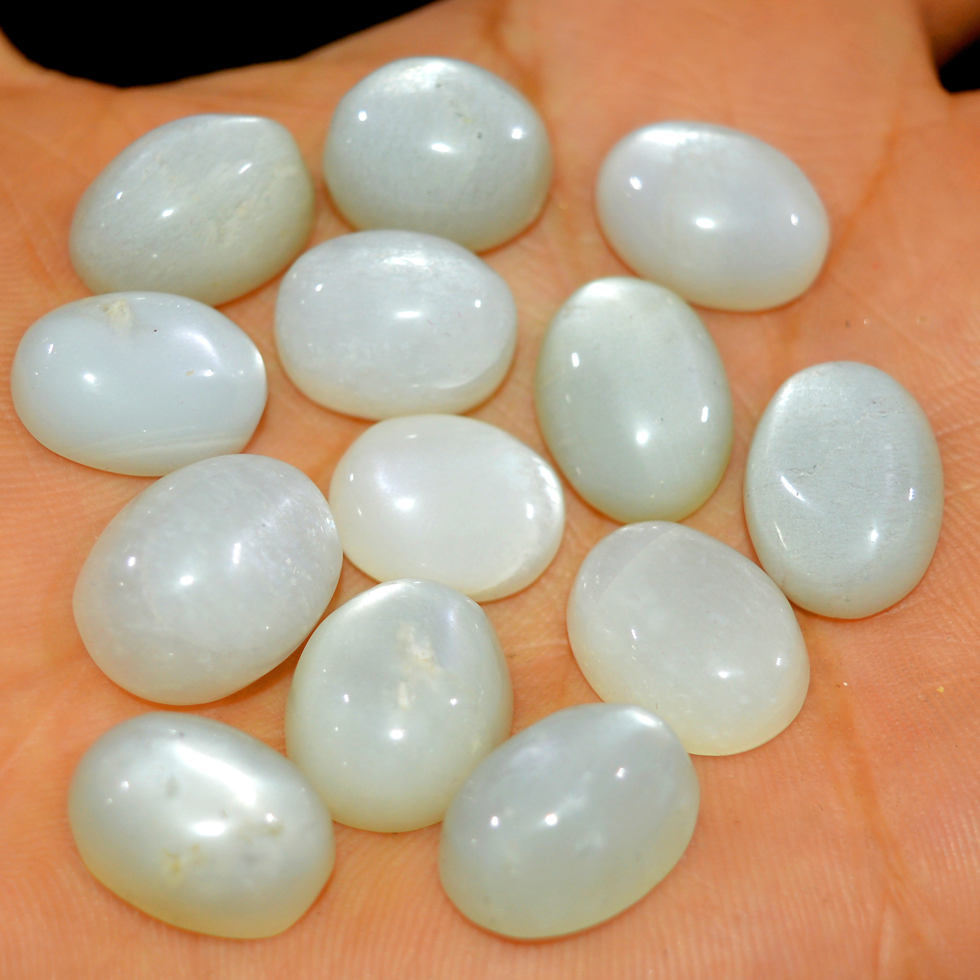 13Pcs 160Cts Natural White Moonstone Cabochon Lot Semi Precious Loose Gemstone Handmade Healing Crystal Jewelry 16x12 14x10mm 16113