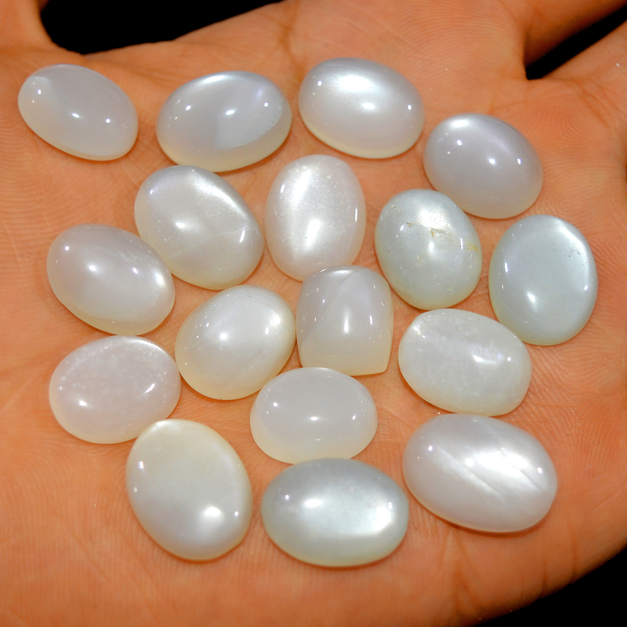 17Pcs 178Cts Natural White Moonstone Cabochon Lot Semi Precious Loose Gemstone Handmade Healing Crystal Jewelry 16x10 11x10mm 16114