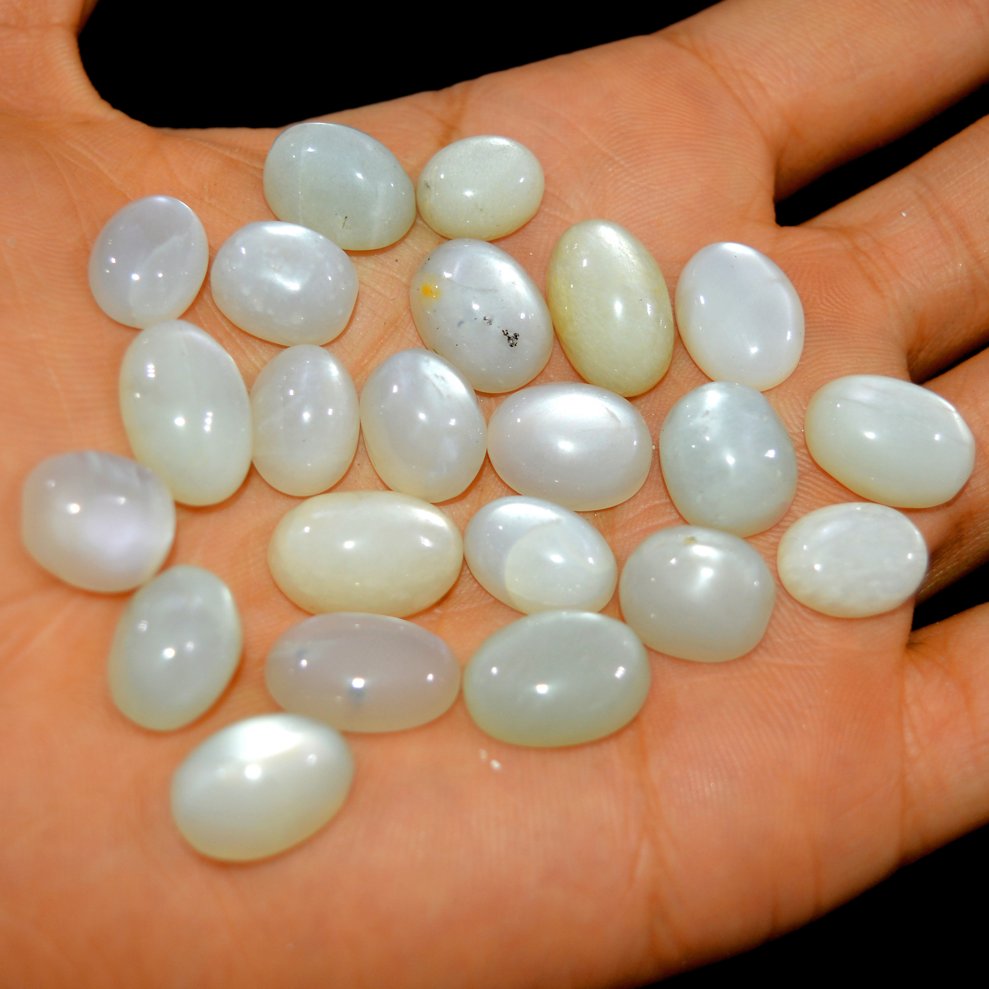 22Pcs 188Cts Natural White Moonstone Cabochon Lot Semi Precious Loose Gemstone Handmade Healing Crystal Jewelry 15x9 10x8mm 16115