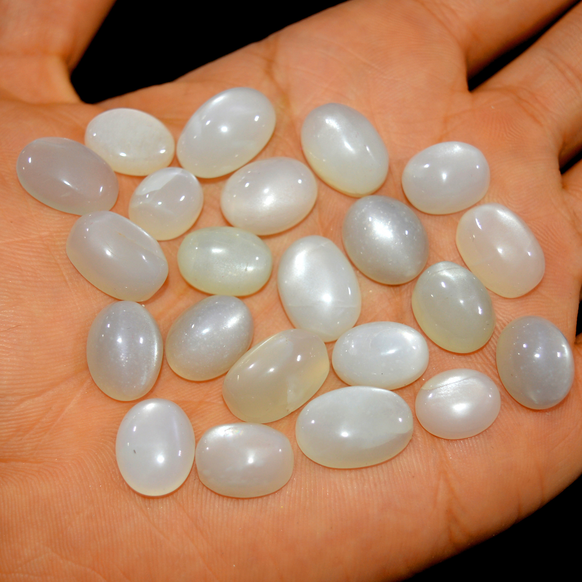 22Pcs 182Cts Natural White Moonstone Cabochon Lot Semi Precious Loose Gemstone Handmade Healing Crystal Jewelry 15x9 10x8mm 16116