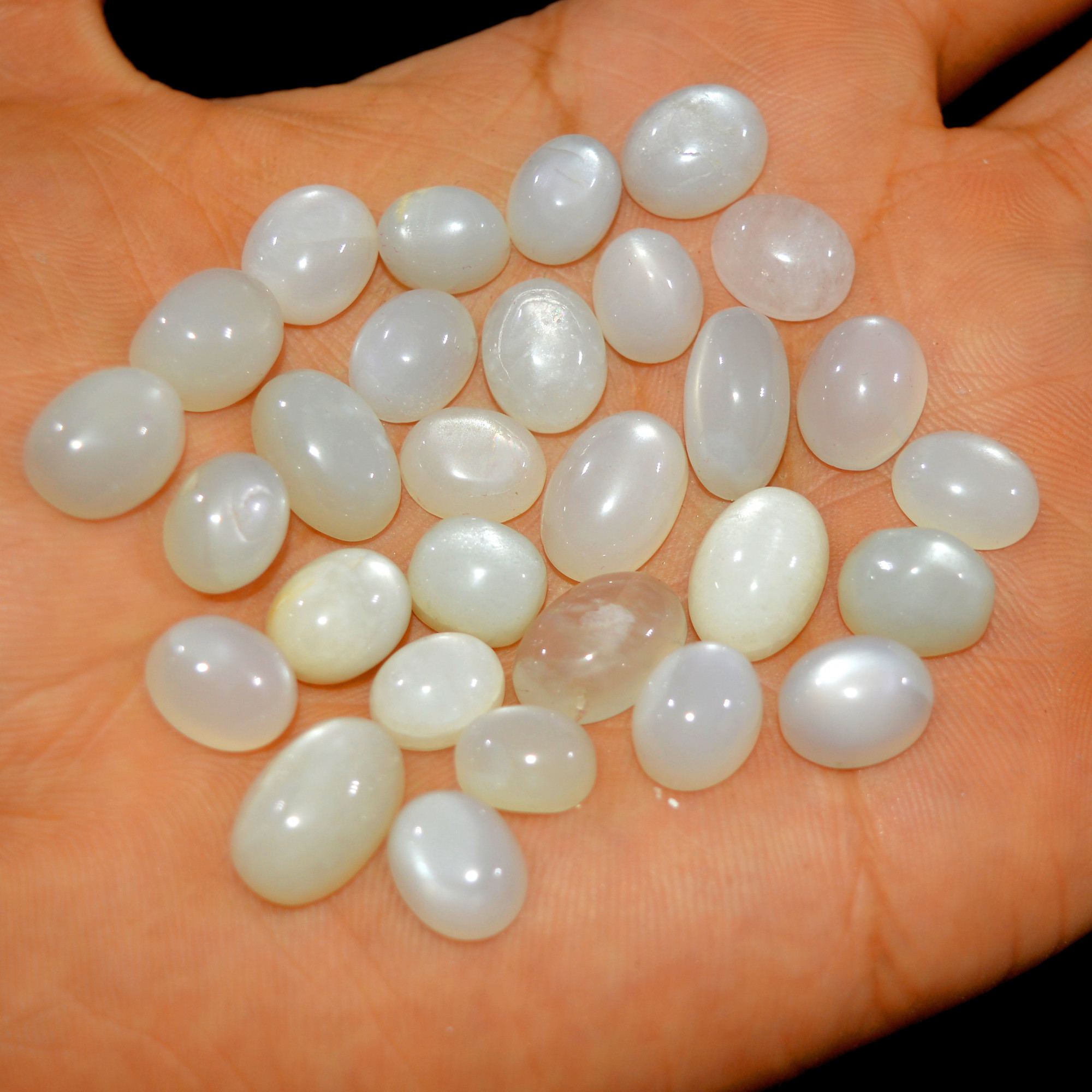 29Pcs 144Cts Natural White Moonstone Cabochon Lot Semi Precious Loose Gemstone Handmade Healing Crystal Jewelry 13x7 9x6mm 16117