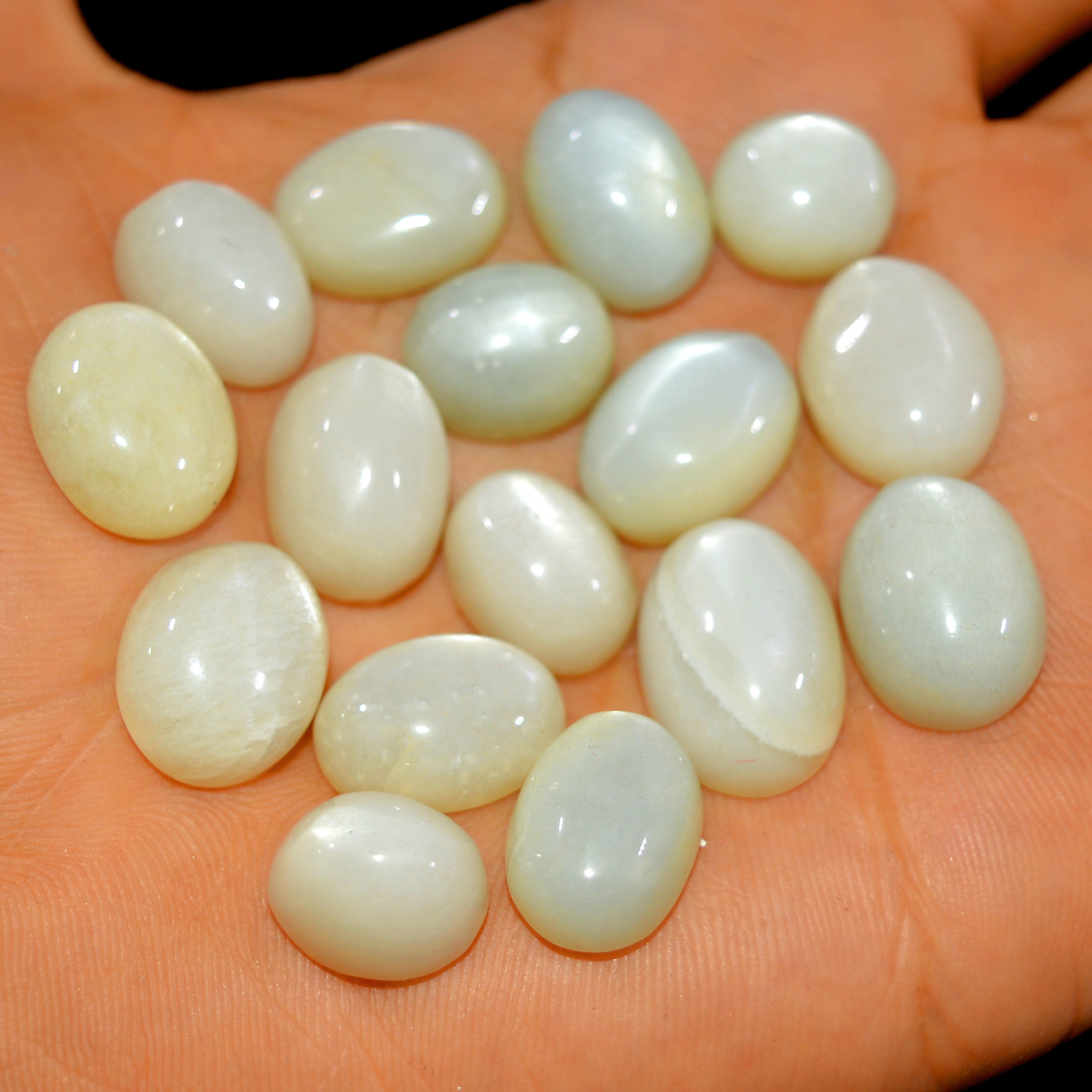 16Pcs 202Cts Natural White Moonstone Cabochon Lot Semi Precious Loose Gemstone Handmade Healing Crystal Jewelry 18x12 11x10mm 16118