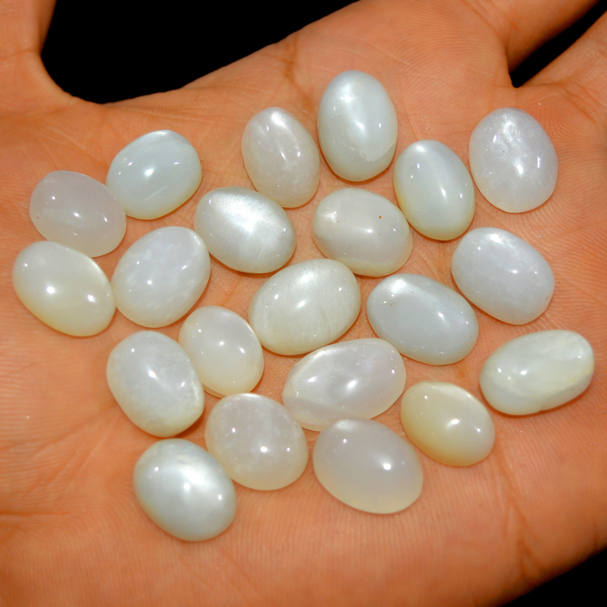 21 Pcs 202 Cts Natural White Moonstone Cabochon Lot Semi Precious Loose Gemstone Handmade Healing Crystal Jewelry 15x10 11x8mm 16119