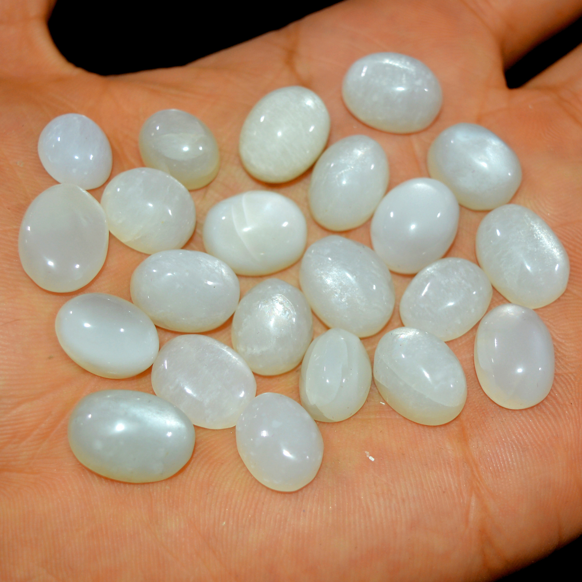22Pcs 185Cts Natural White Moonstone Cabochon Lot Semi Precious Loose Gemstone Handmade Healing Crystal Jewelry 14x9 10x8mm 16120