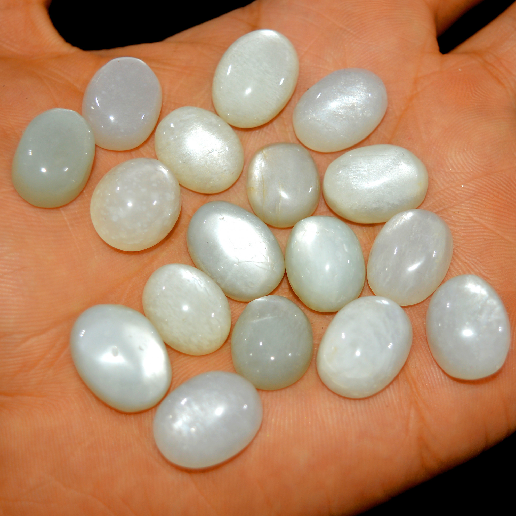 17Pcs 200Cts Natural White Moonstone Cabochon Lot Semi Precious Loose Gemstone Handmade Healing Crystal Jewelry 16x11 13x10mm 16121