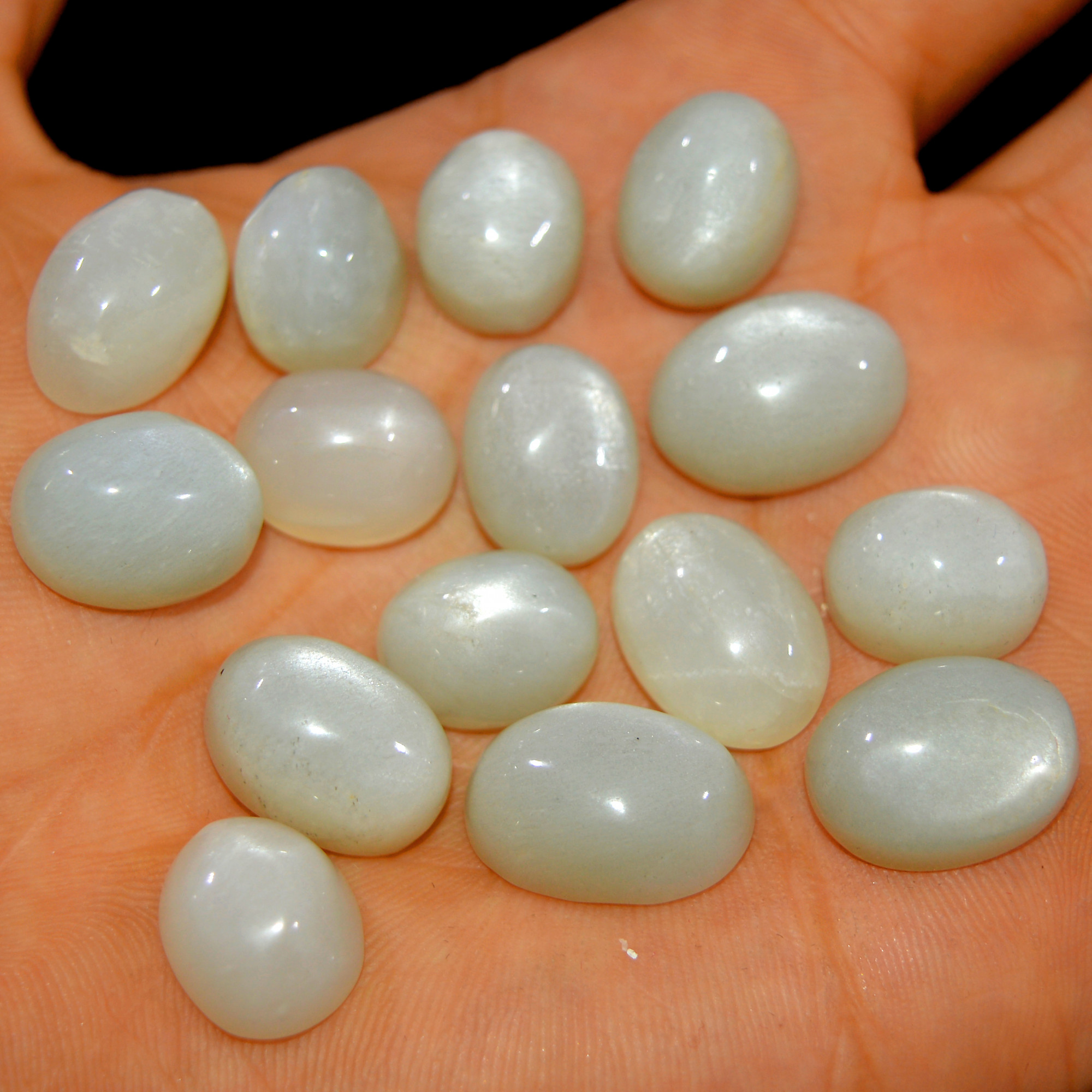 15Pcs 205Cts Natural White Moonstone Cabochon Lot Semi Precious Loose Gemstone Handmade Healing Crystal Jewelry 17x11 13x10mm 16123