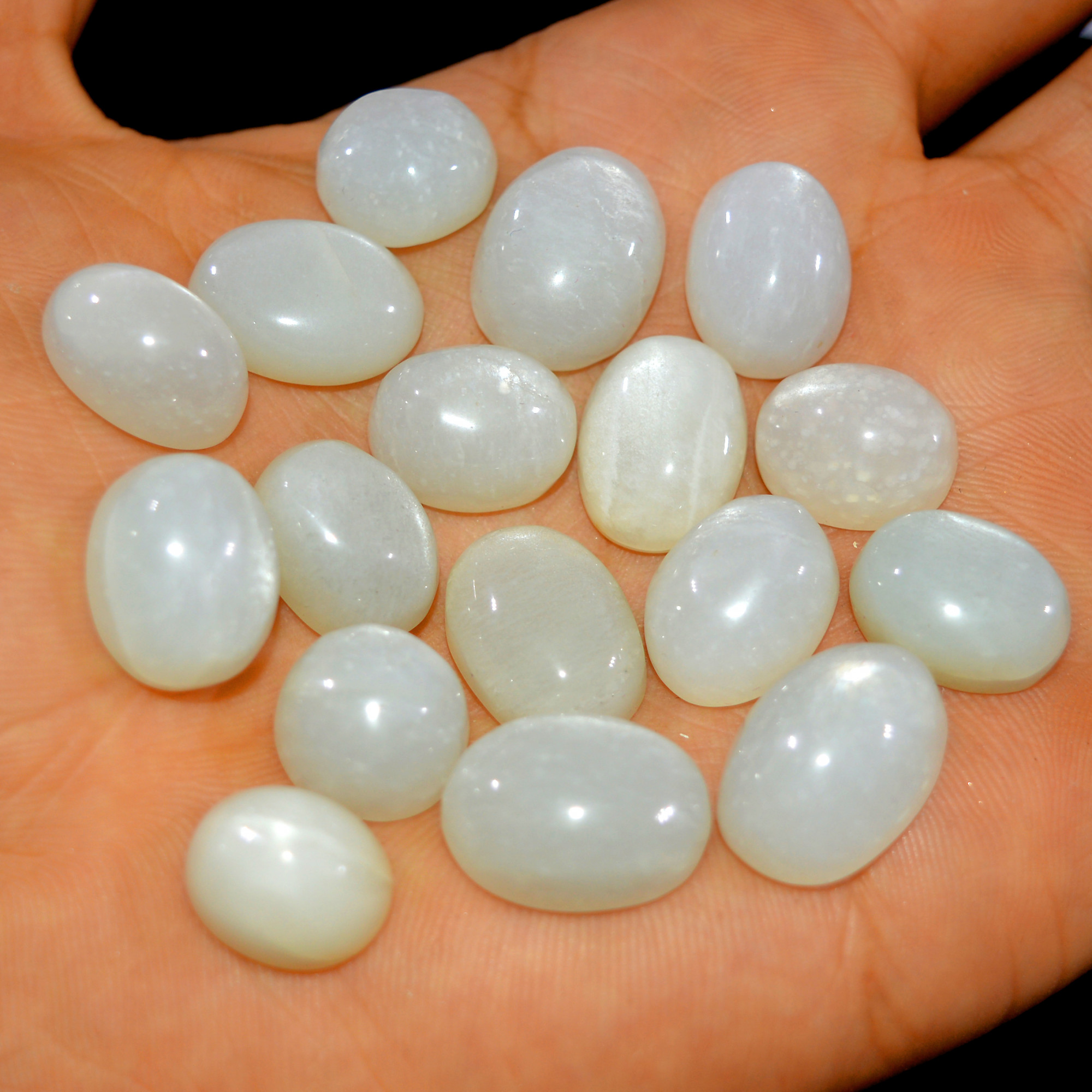 17Pcs 219Cts Natural White Moonstone Cabochon Lot Semi Precious Loose Gemstone Handmade Healing Crystal Jewelry 17x11 13x10mm 16125