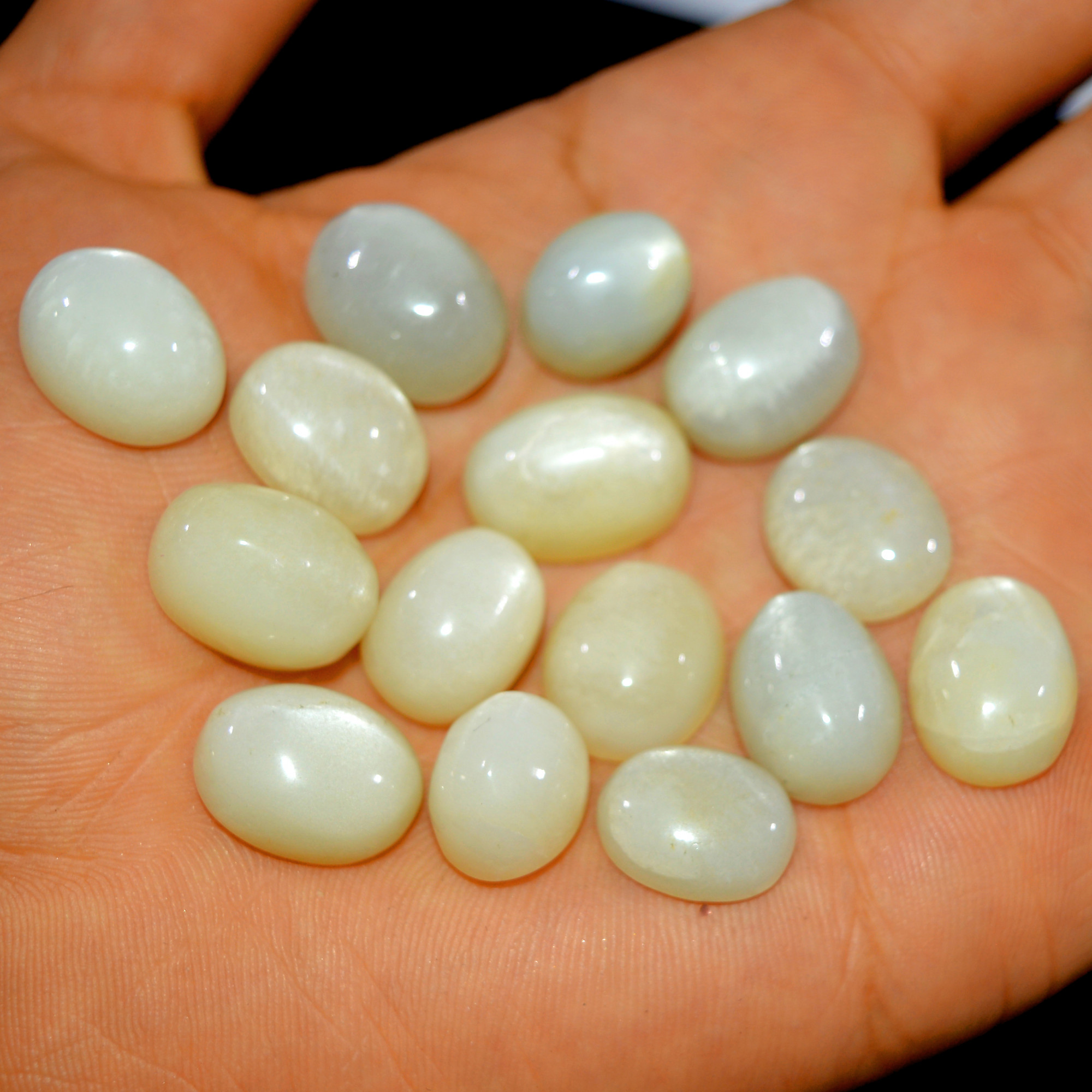 15Pcs 198Cts Natural White Moonstone Cabochon Lot Semi Precious Loose Gemstone Handmade Healing Crystal Jewelry 16x10 14x10mm 16128