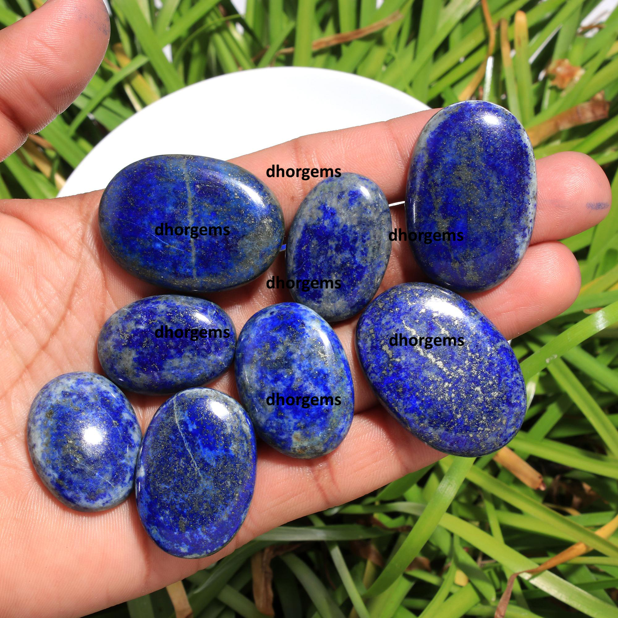 11 Pcs 523CTS Natural Lapis Lazuli Mix Cabochon Loose Gemstone Wholesale Lot Size 37x26 27x19 mm