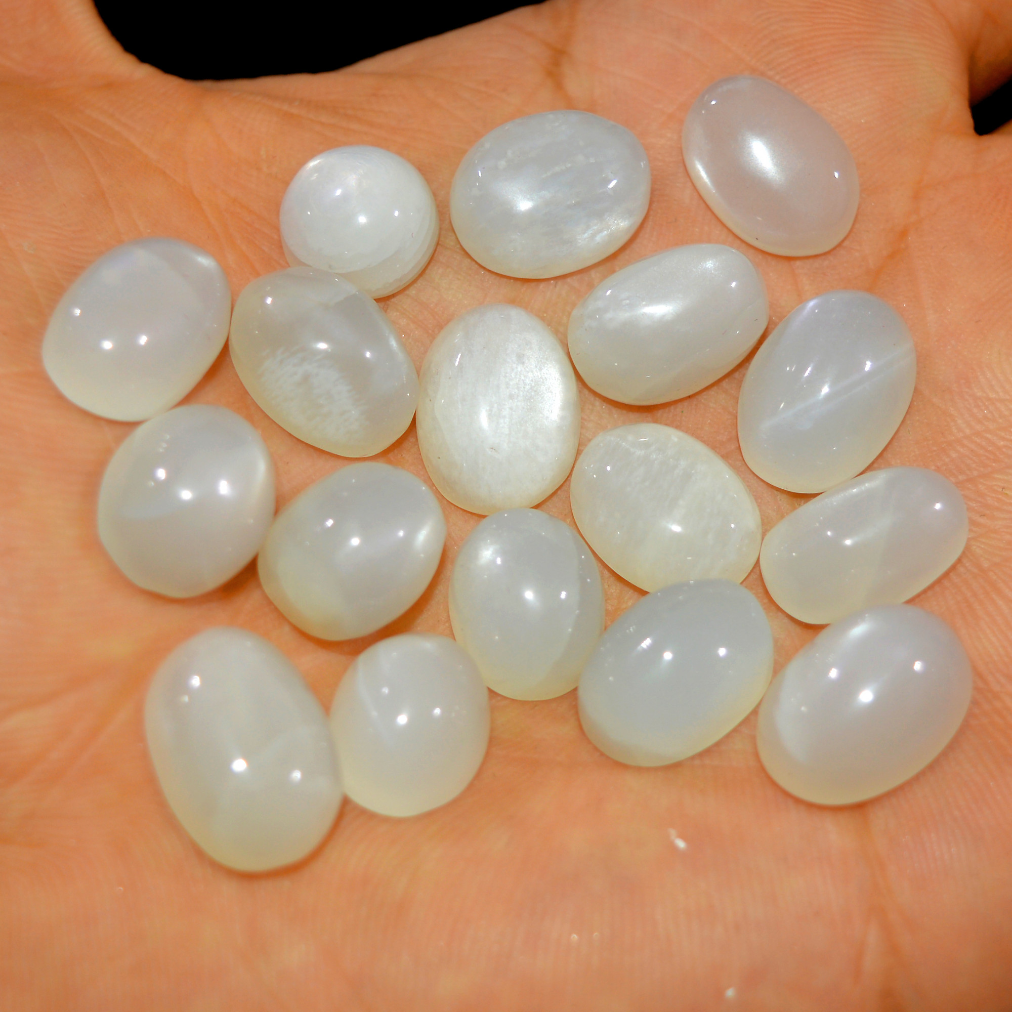 17Pcs 153Cts Natural White Moonstone Cabochon Lot Semi Precious Loose Gemstone Handmade Healing Crystal Jewelry 15x10 10x10mm 16130