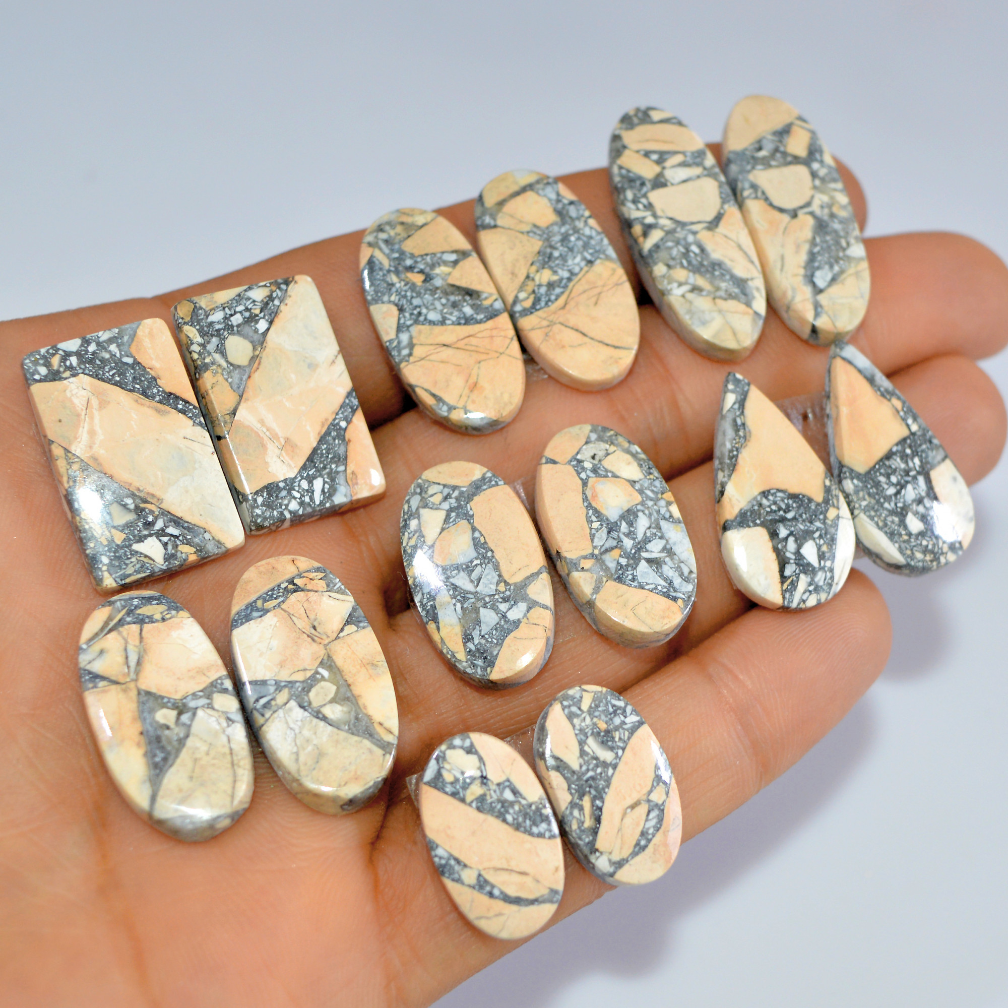 7 Pcs 237 Cts Natural Maligano Jasper Cabochon Loose Gemstone Jewelry Making Earrings Pair Lot Earrings Gift For Her 30x10 18x10mm 16207