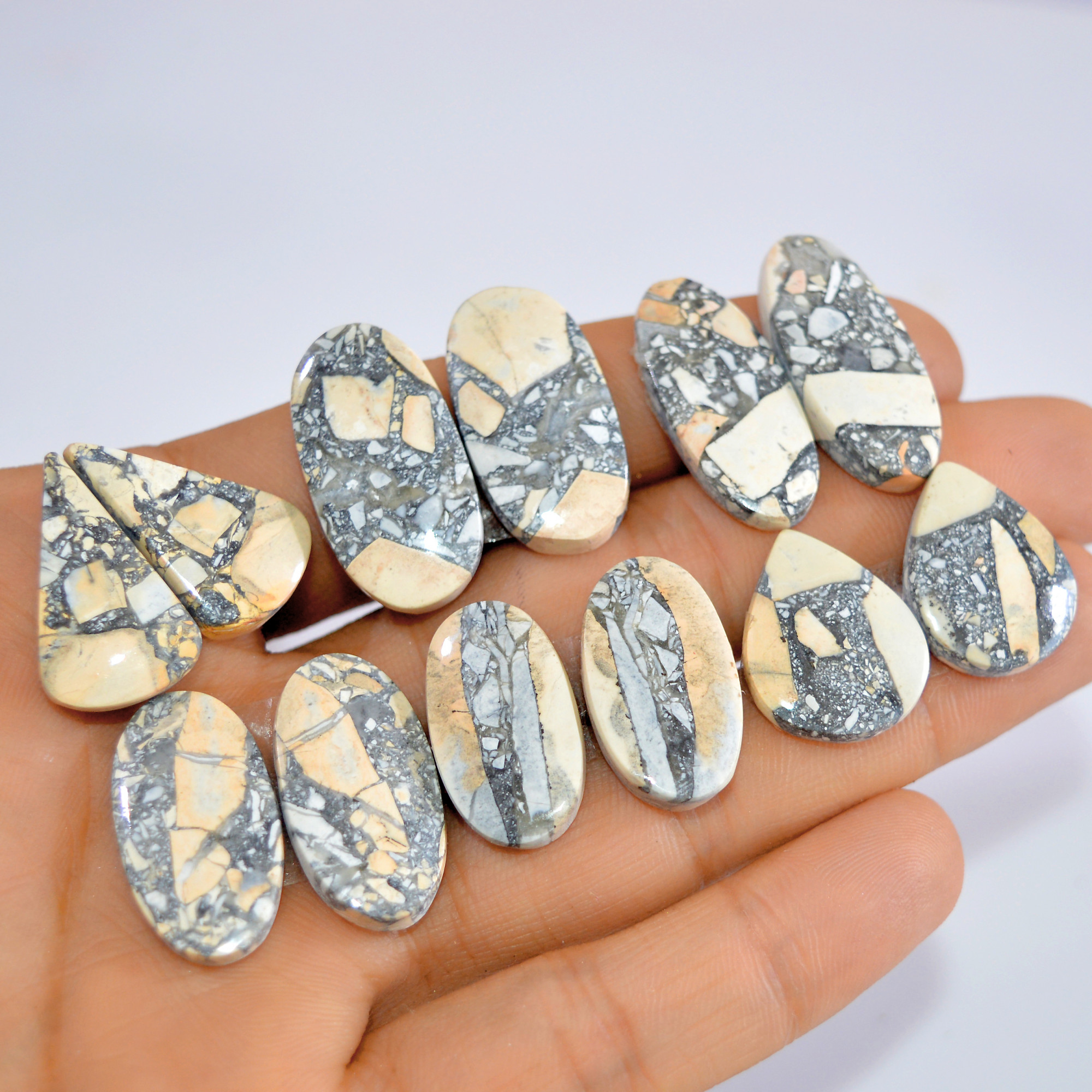 6 Pcs 198 Cts Natural Maligano Jasper Cabochon Loose Gemstone Jewelry Making Earrings Pair Lot Earrings Gift For Her 25x14 20x15mm 16208