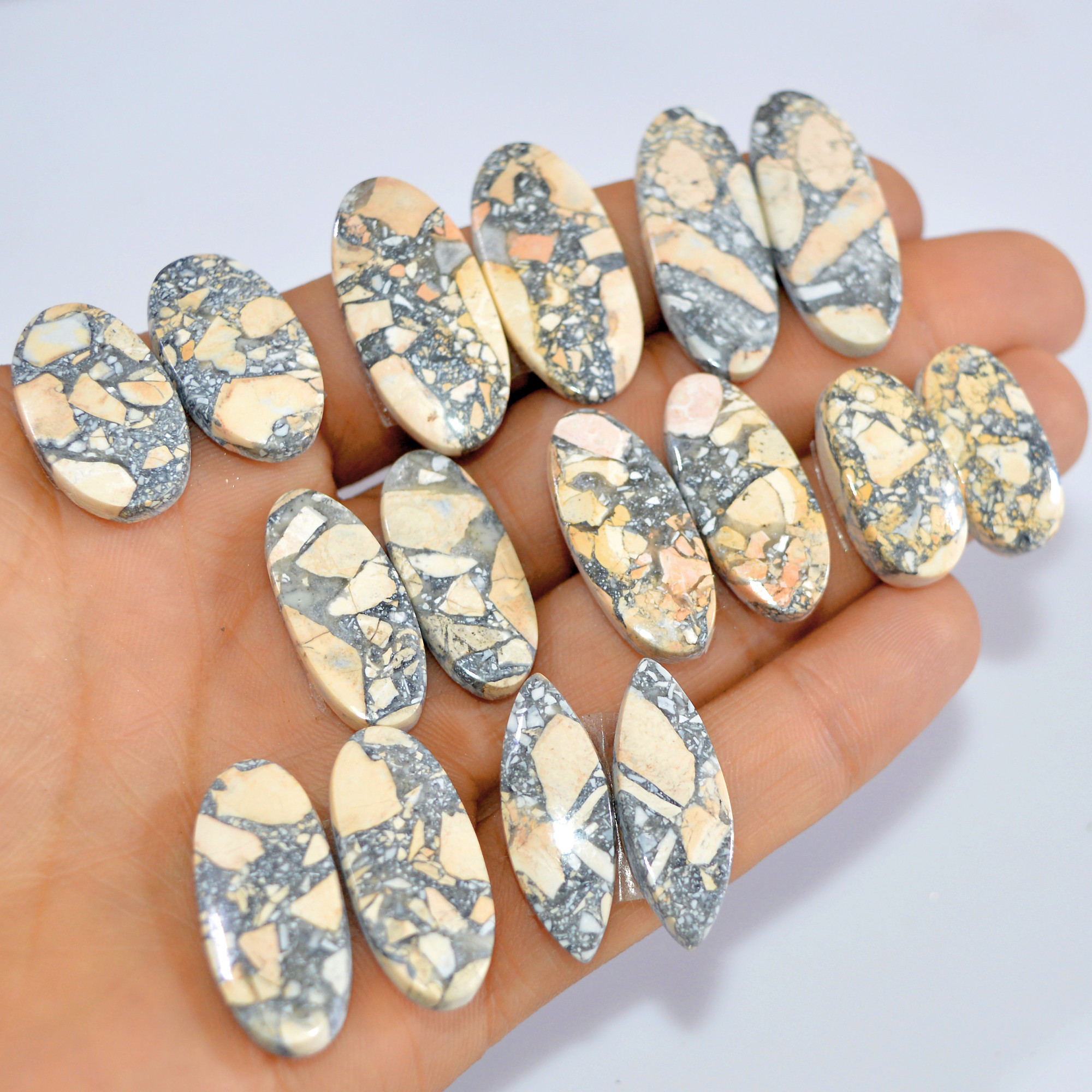 8 Pcs 275 Cts Natural Maligano Jasper Cabochon Loose Gemstone Jewelry Making Earrings Pair Lot Earrings Gift For Her 33x11 20x10mm 16210