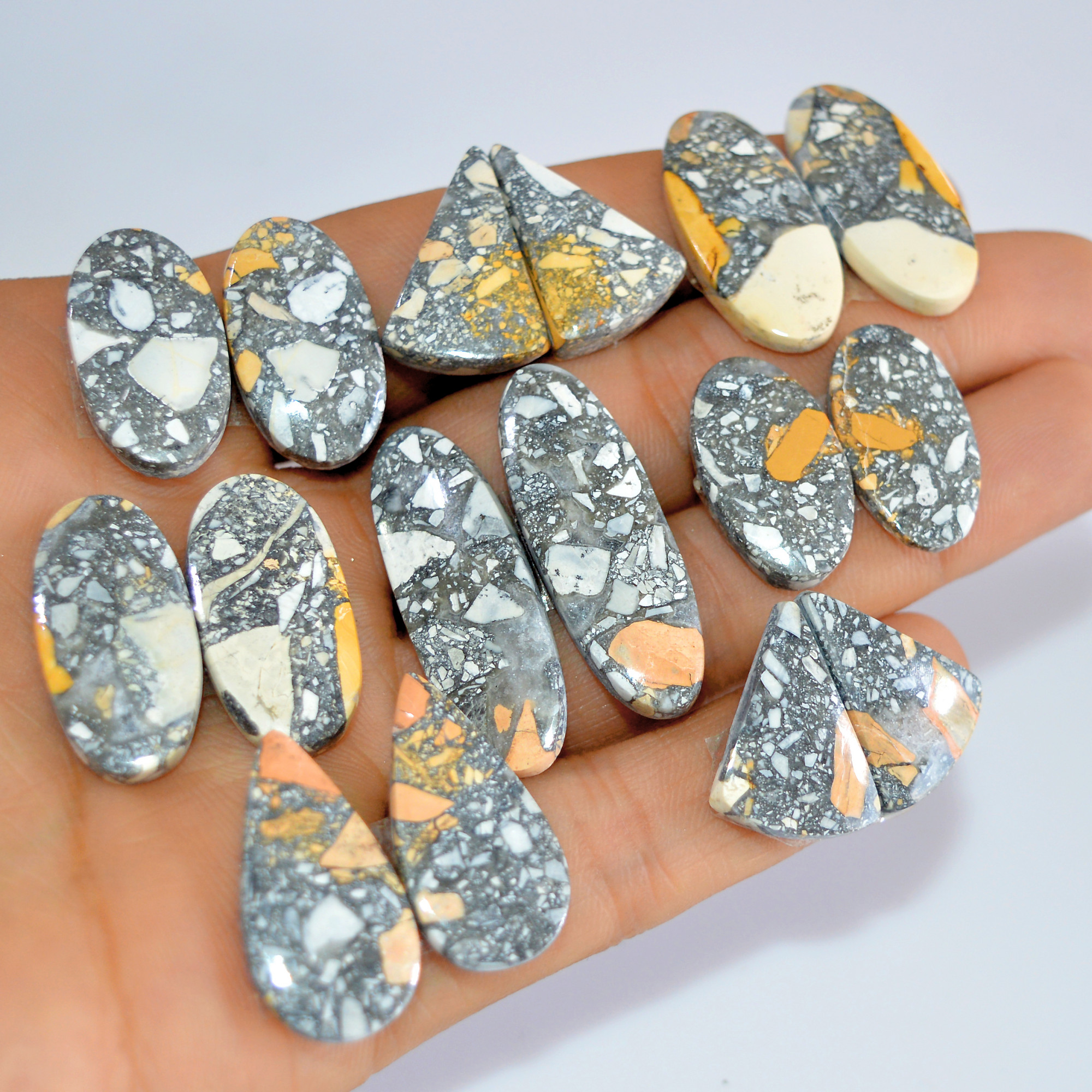8 Pcs 248 Cts Natural Maligano Jasper Cabochon Loose Gemstone Jewelry Making Earrings Pair Lot Earrings Gift For Her 34x10 20x14mm 16212