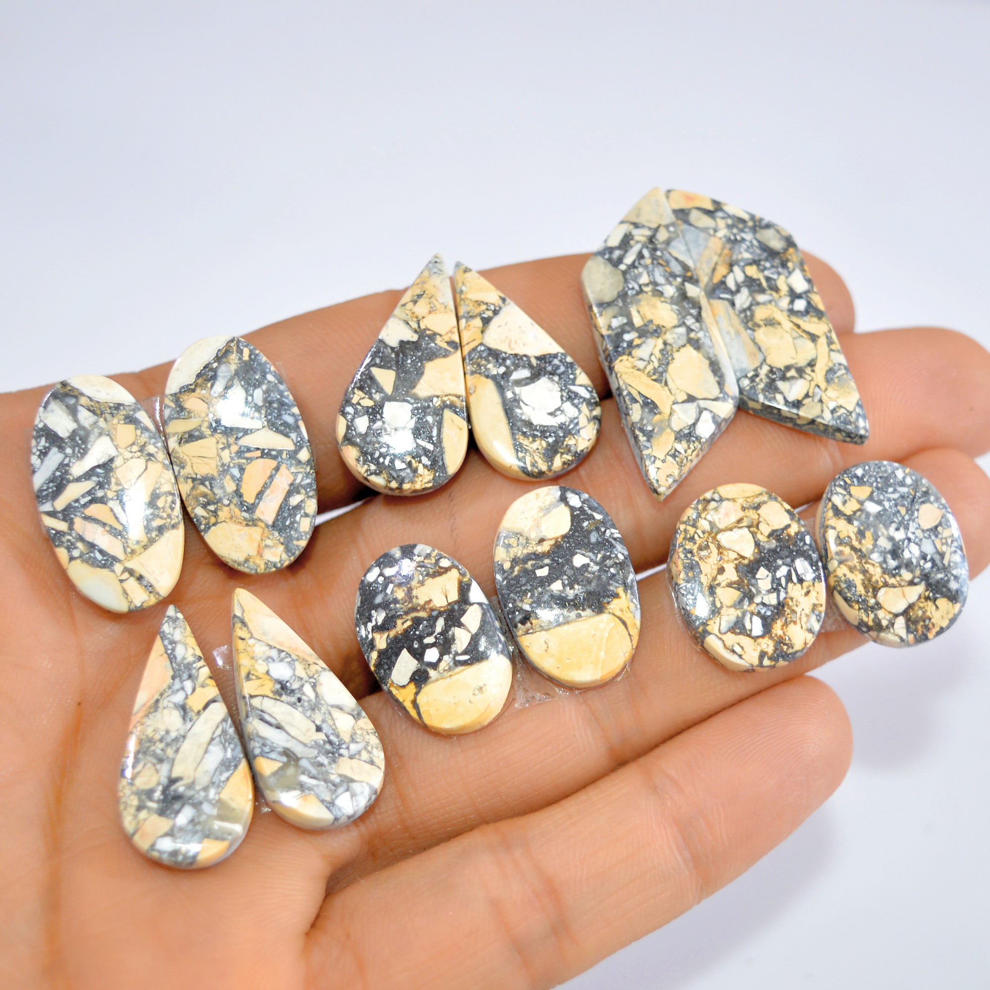 6 Pcs 172 Cts Natural Maligano Jasper Cabochon Loose Gemstone Jewelry Making Earrings Pair Lot Earrings Gift For Her 34x10 18x14mm 16213