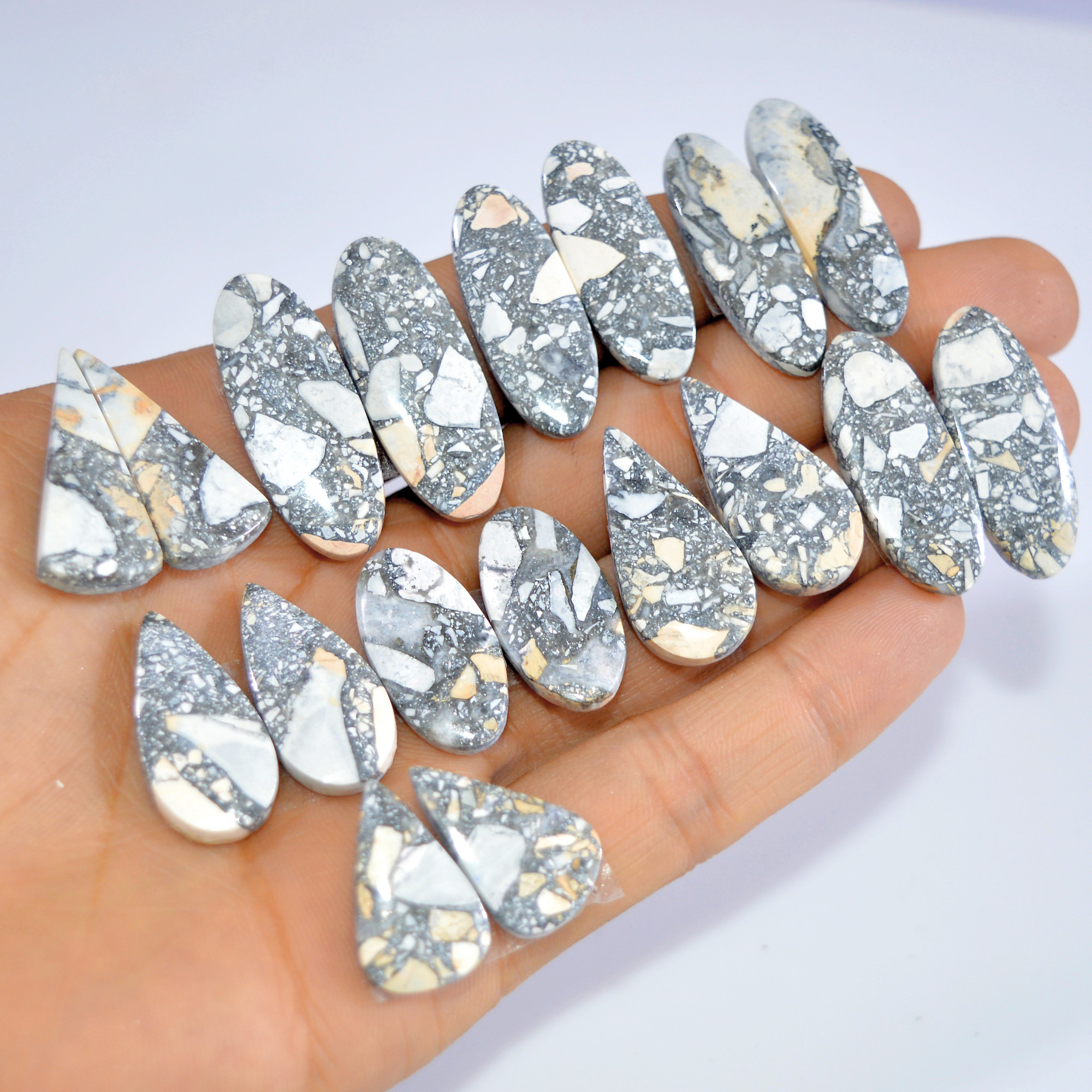 9 Pcs 285 Cts Natural Maligano Jasper Cabochon Loose Gemstone Jewelry Making Earrings Pair Lot Earrings Gift For Her 33x11 20x12mm 16215